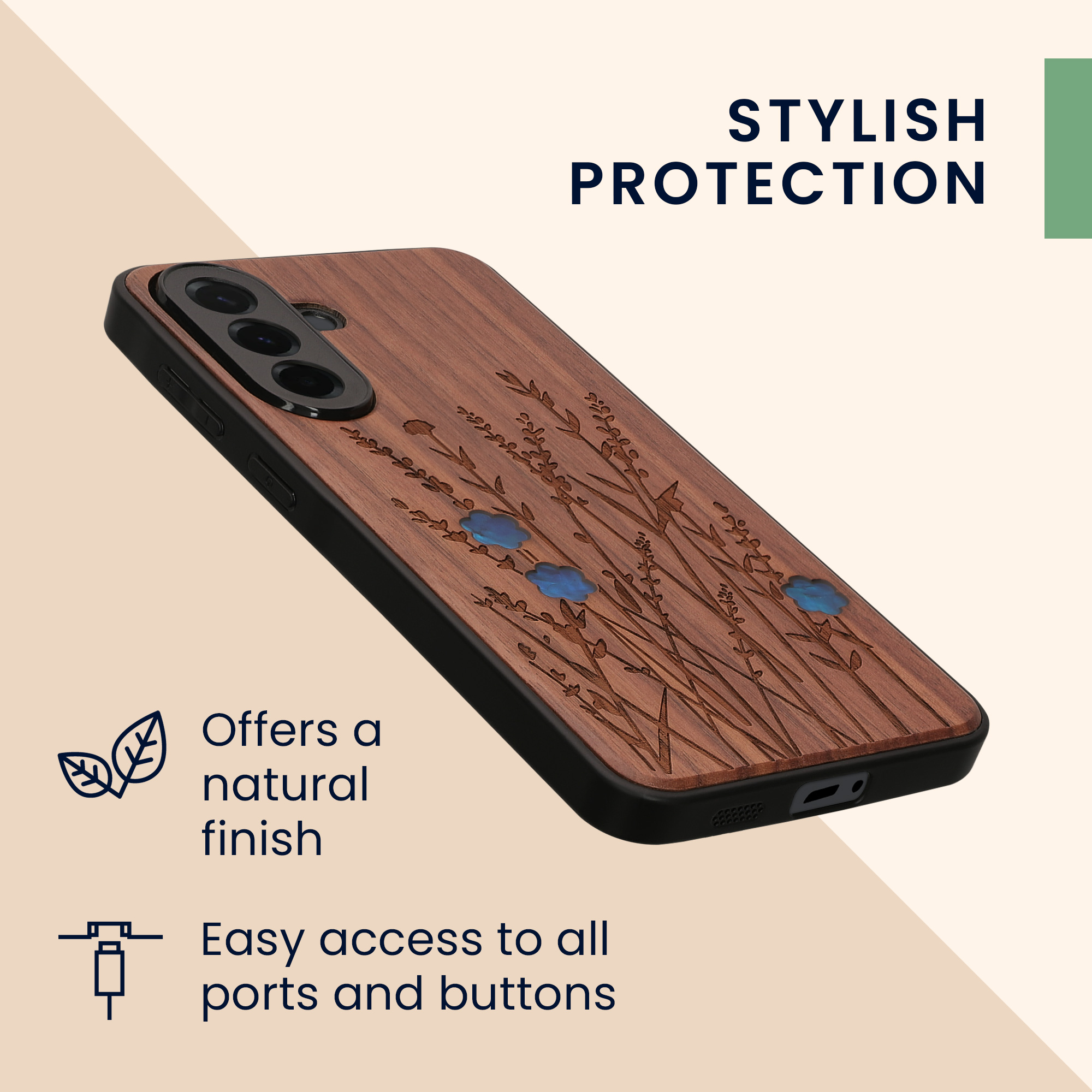 Dřevěný kryt na mobil Samsung Galaxy A57 5G kwmobile TPU rámeček Tmavě hnědá