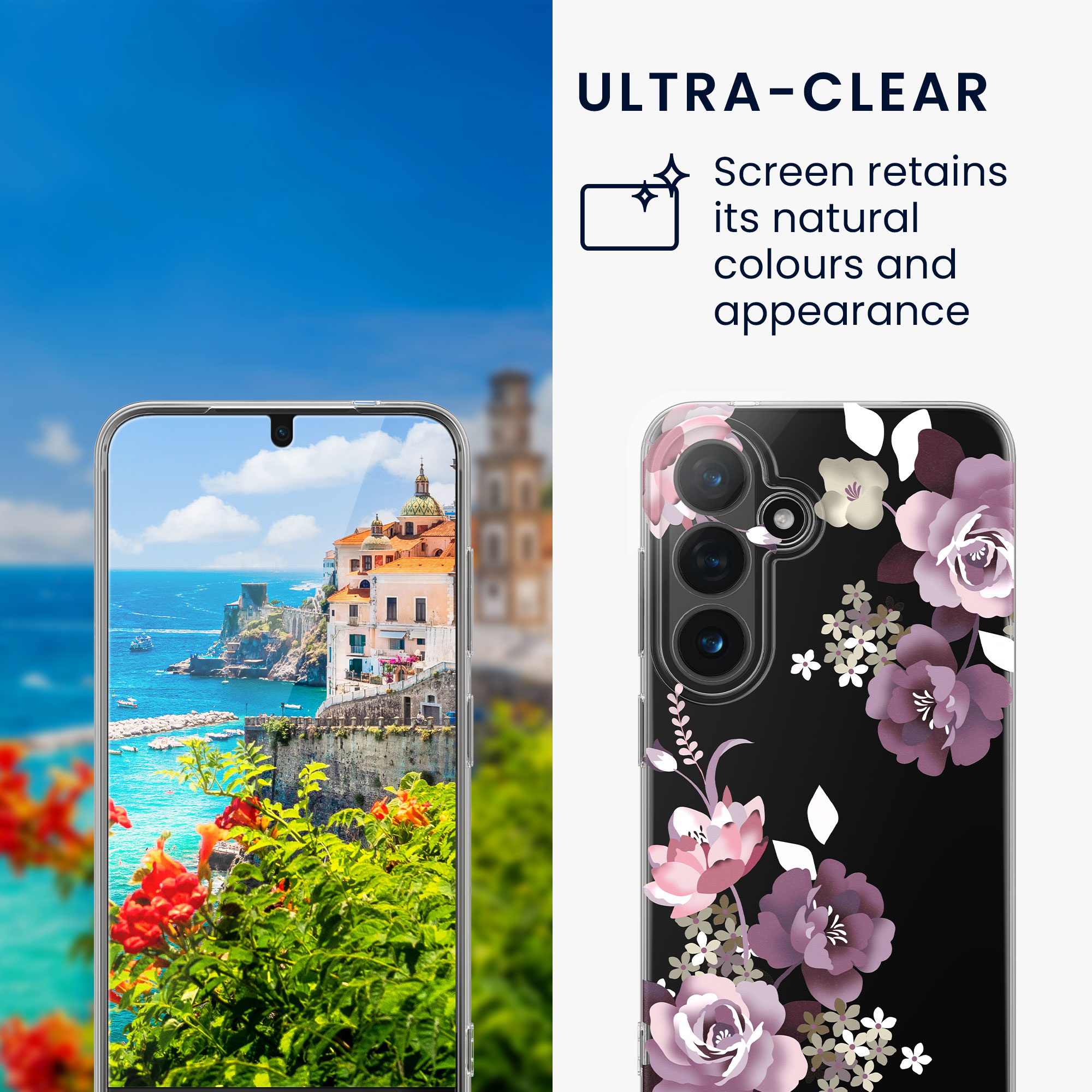 Čirá ochranná fólie + pouzdro s kytičkami kwmobile Samsung Galaxy S26 Plus