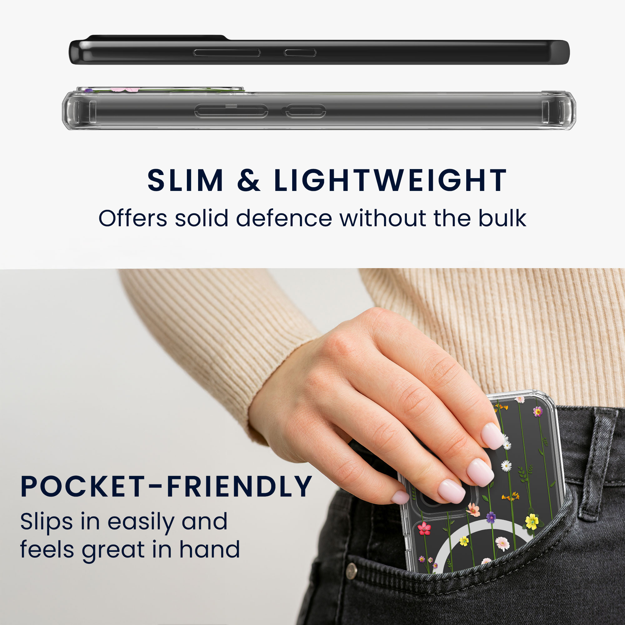 Čiré pouzdro na telefon pro Samsung Galaxy A53 5G kwmobile MagSafe TPU - motiv popínavé polní květiny