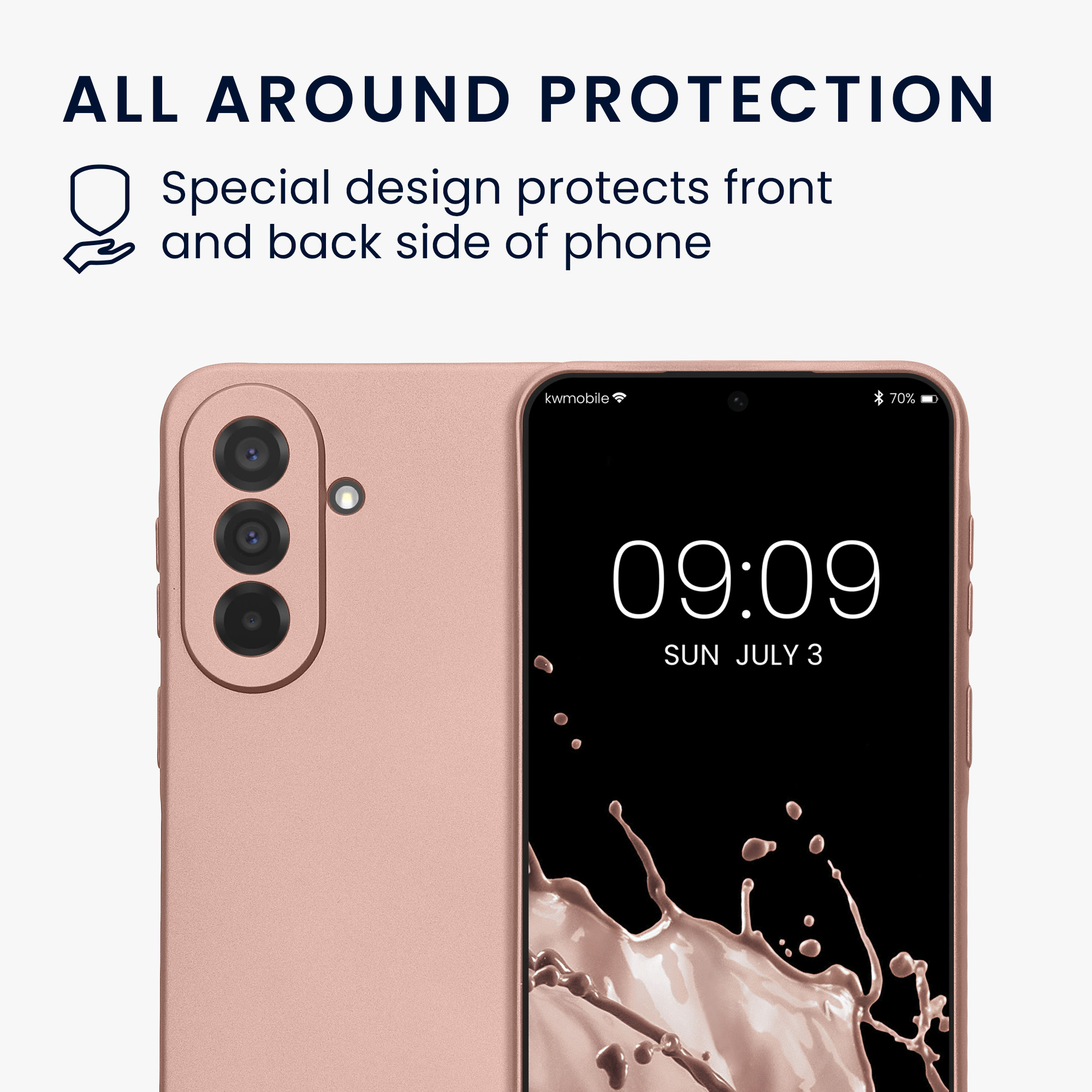 Pouzdro pro Samsung Galaxy A37 5G kwmobile metalické TPU - metalická růžové zlato