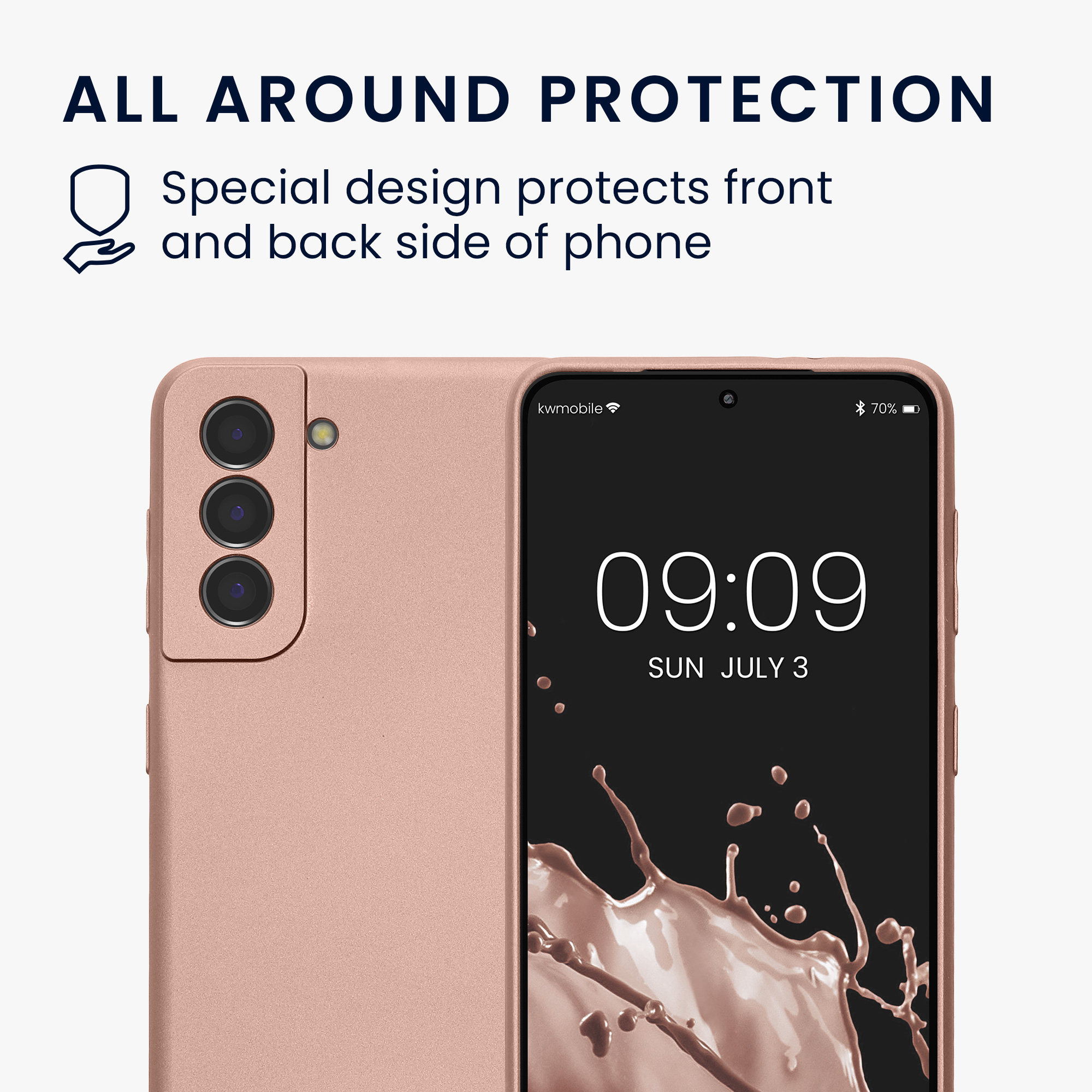 Pouzdro pro Samsung Galaxy S21 kwmobile metalické TPU - metalická růžové zlato