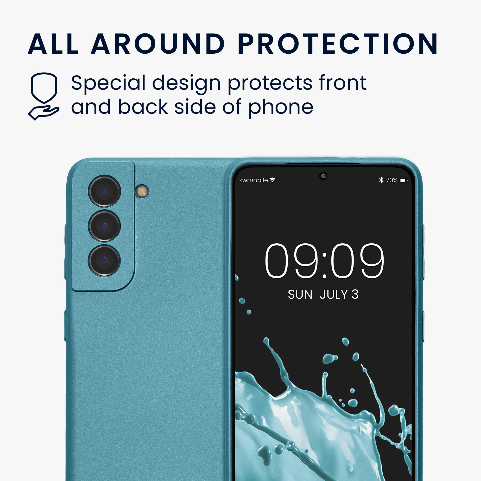 Pouzdro pro Samsung Galaxy S21 kwmobile metalické TPU - metalická karibská modrá