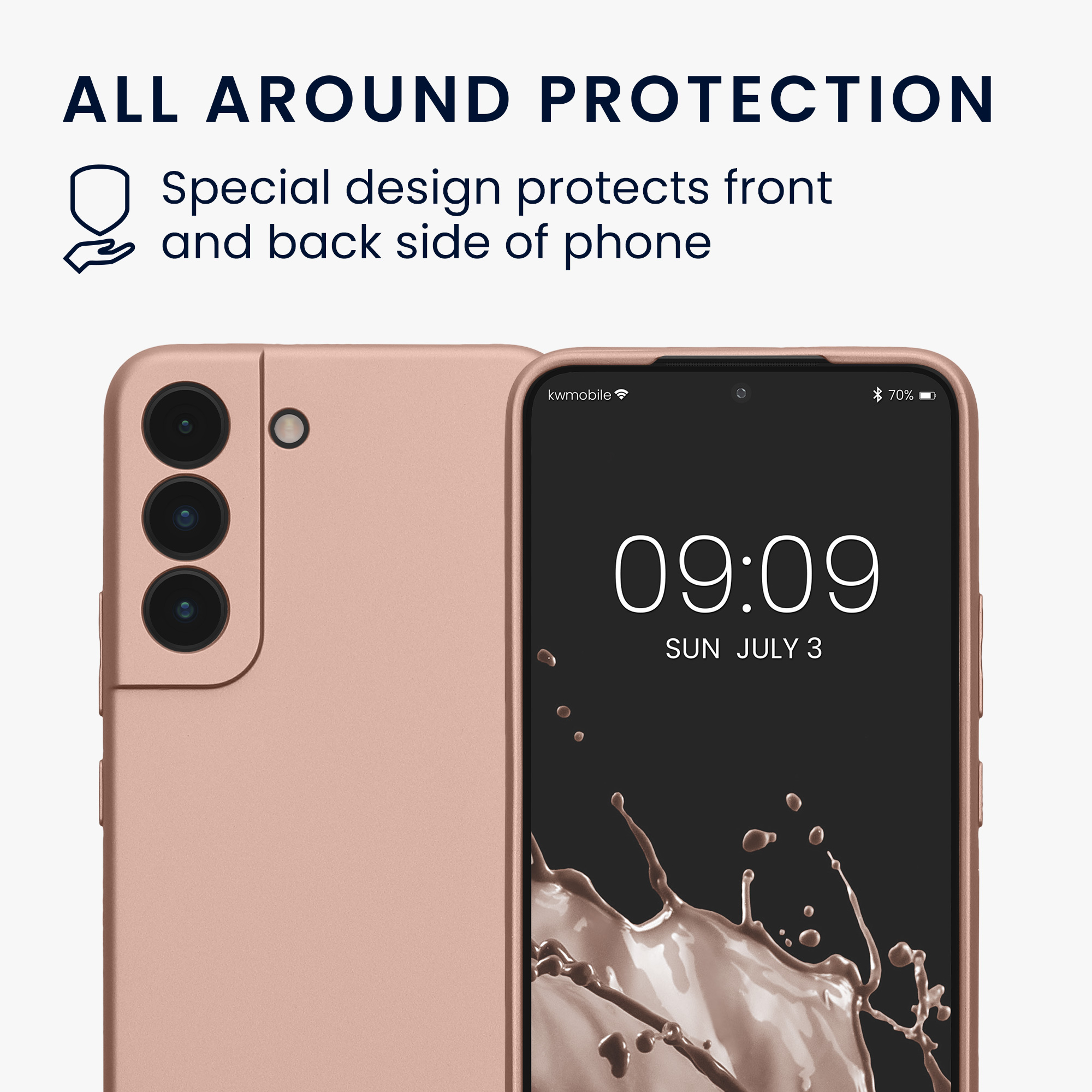 Pouzdro pro Samsung Galaxy S22 kwmobile metalické TPU - metalická růžové zlato