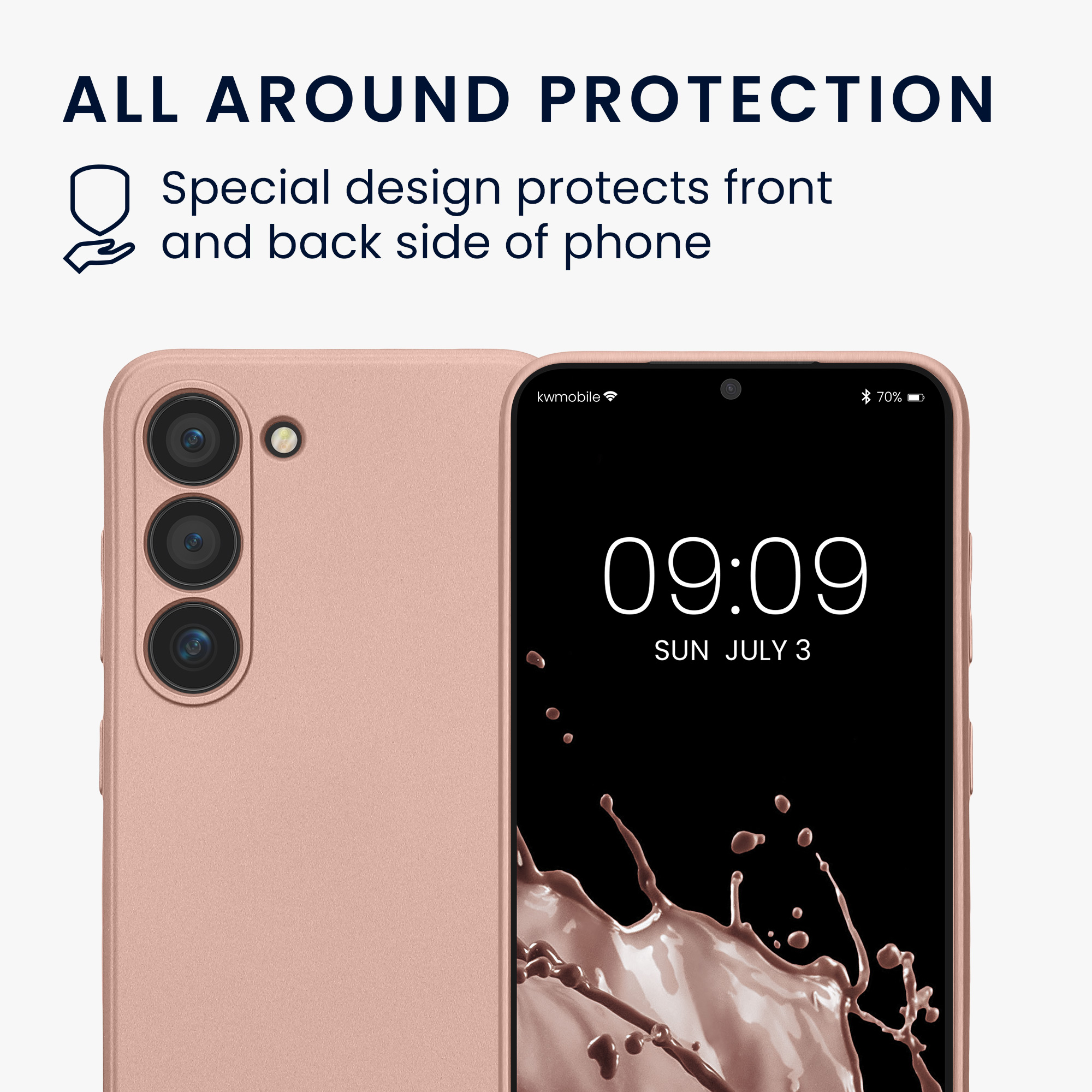 Pouzdro pro Samsung Galaxy S23 kwmobile metalické TPU - metalická růžové zlato