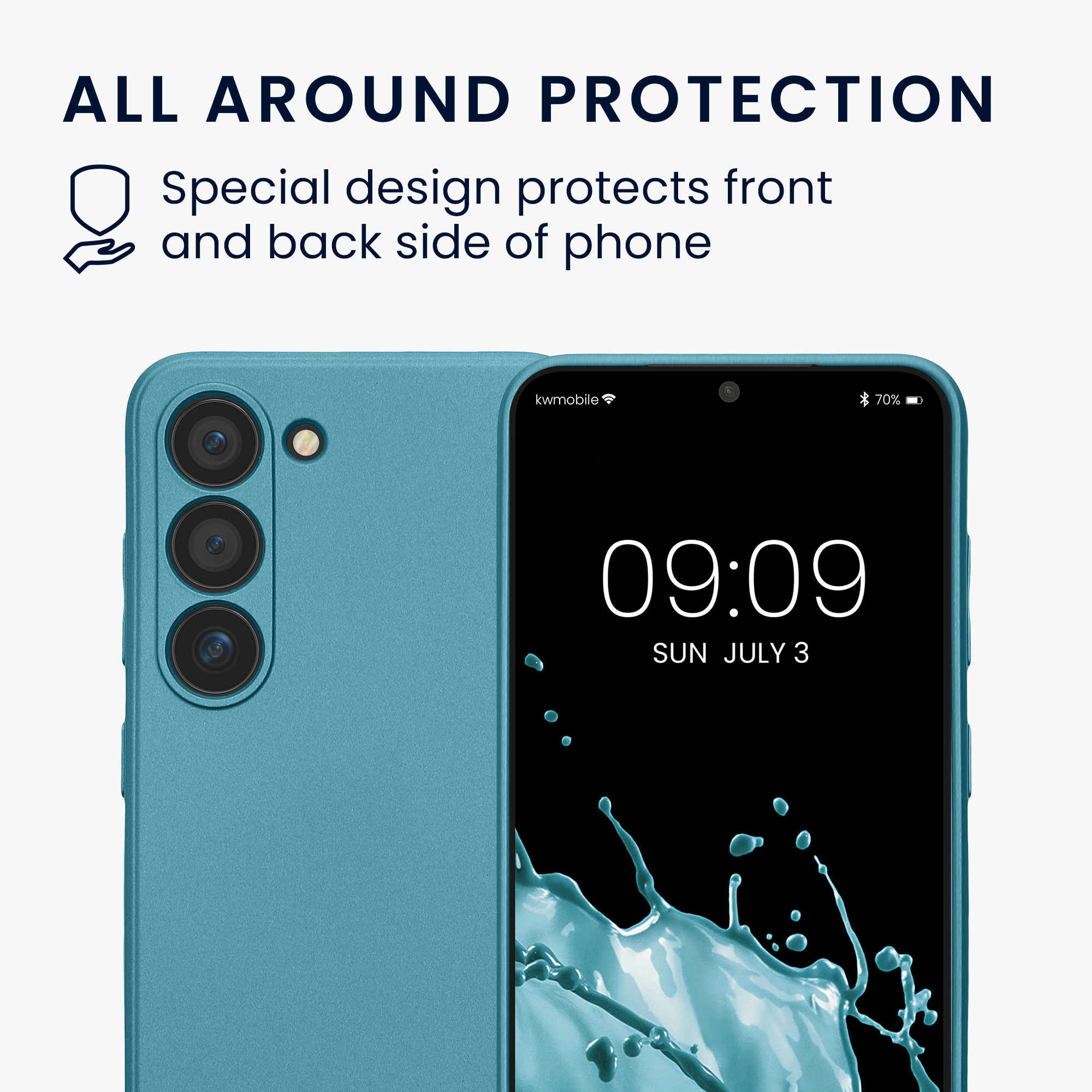 Metalický TPU kryt pro Samsung Galaxy S23 kwmobile ‑ metalická karibská modrá