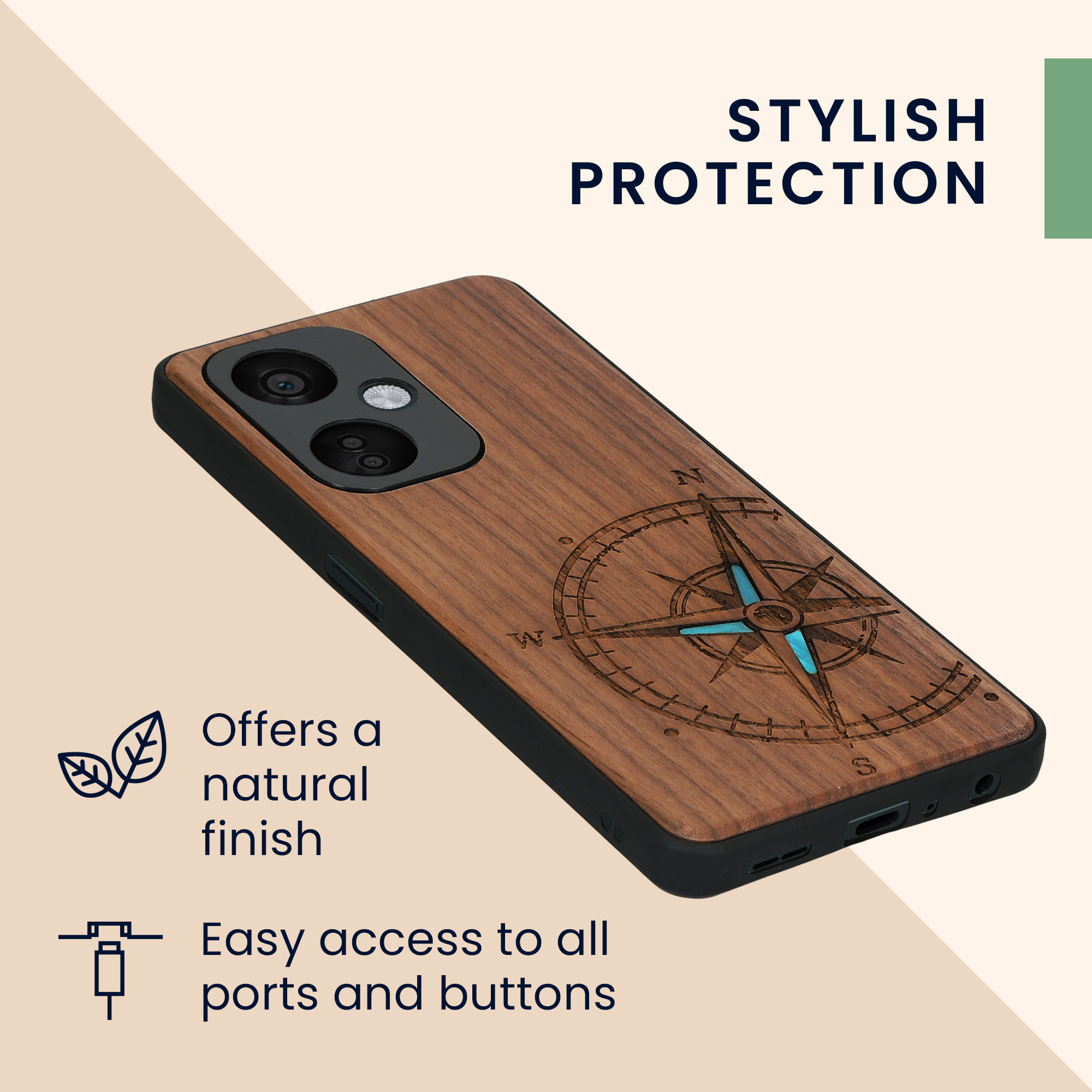 Dřevěný kryt kwmobile pro OnePlus Nord CE 3 Lite 5G / Nord N30 5G, tmavě hnědá