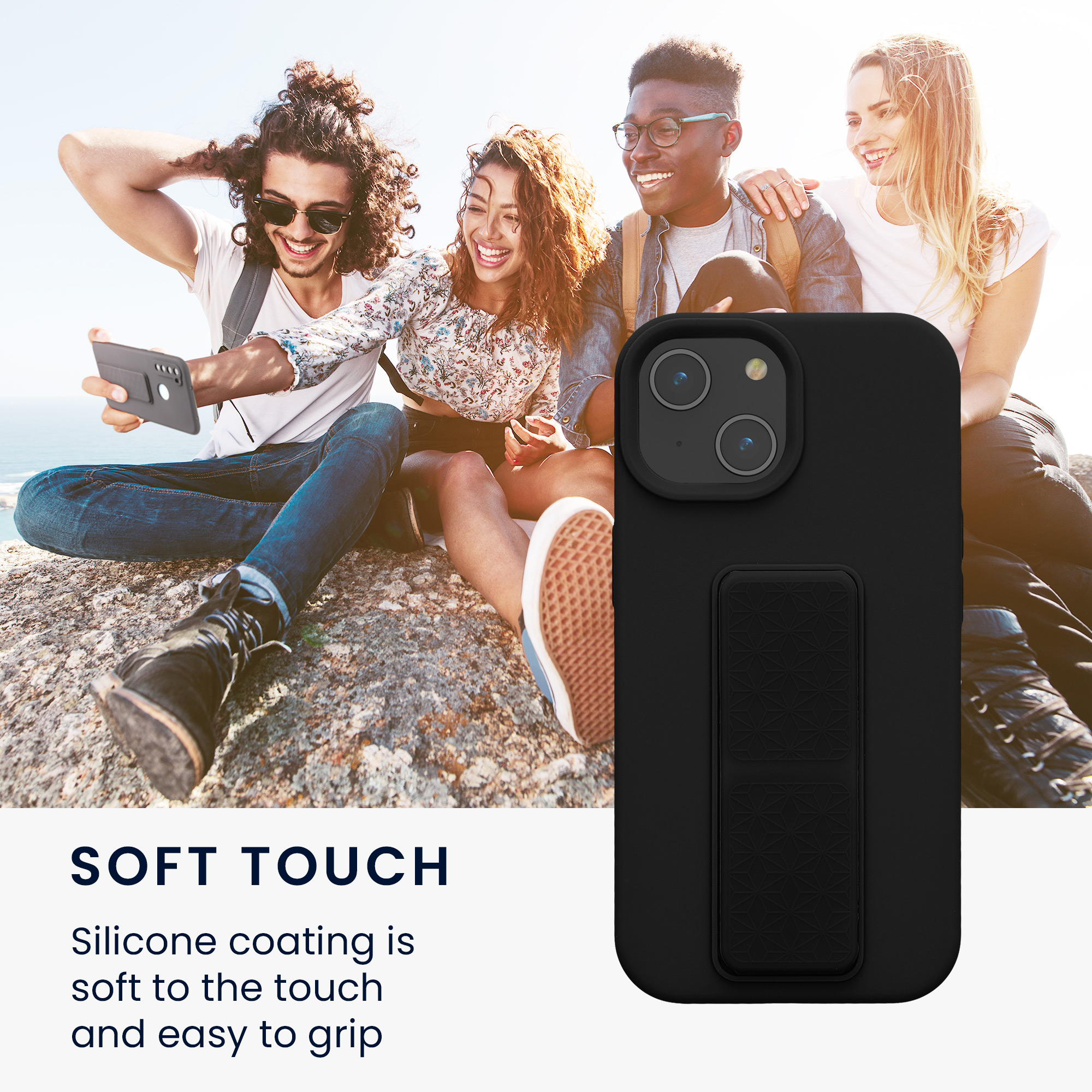 Kryt kwmobile s poutkem se stojánkem iPhone 15 černá