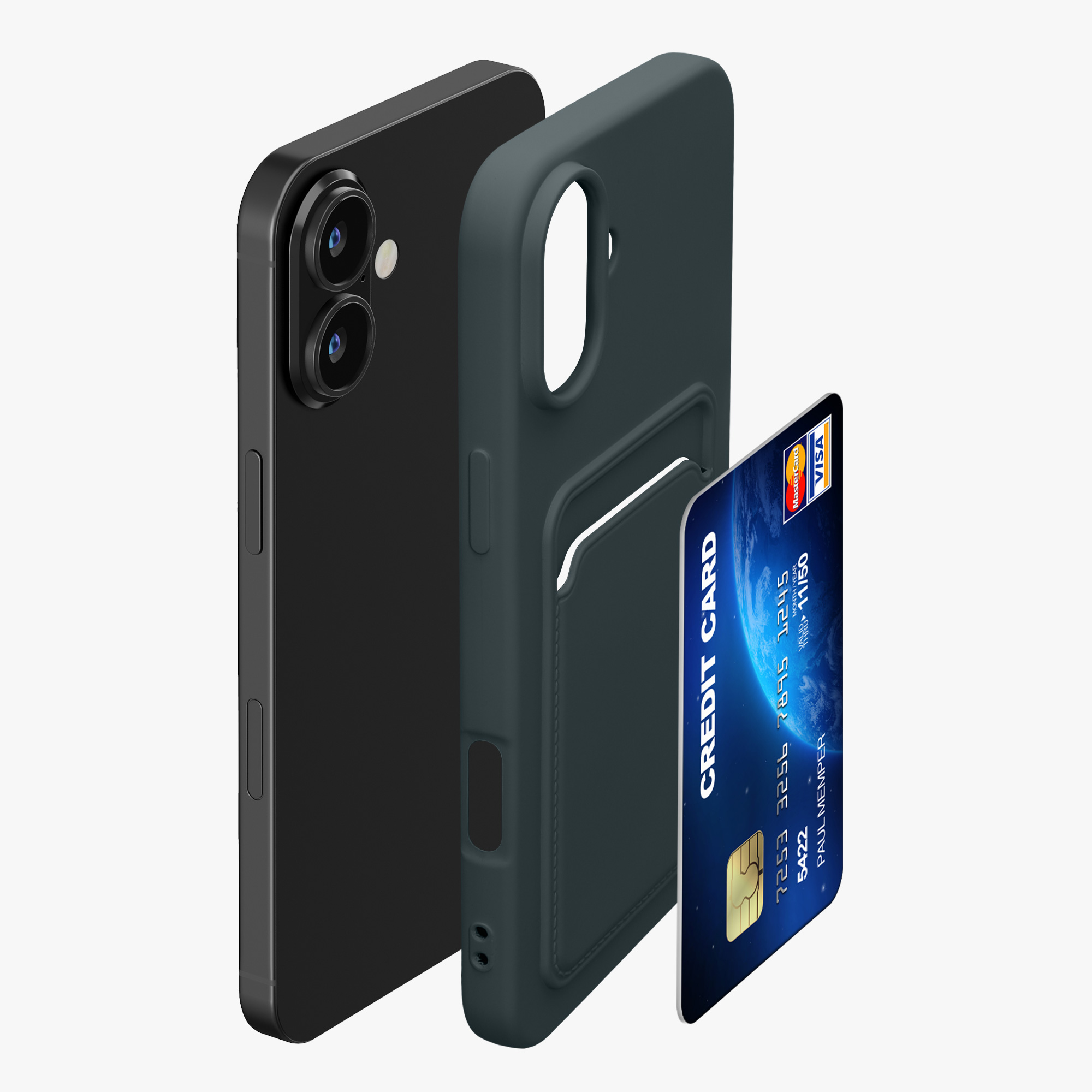 Peněženkové pouzdro na mobil Apple iPhone 16 Plus - kwmobile, tmavě břidlicové