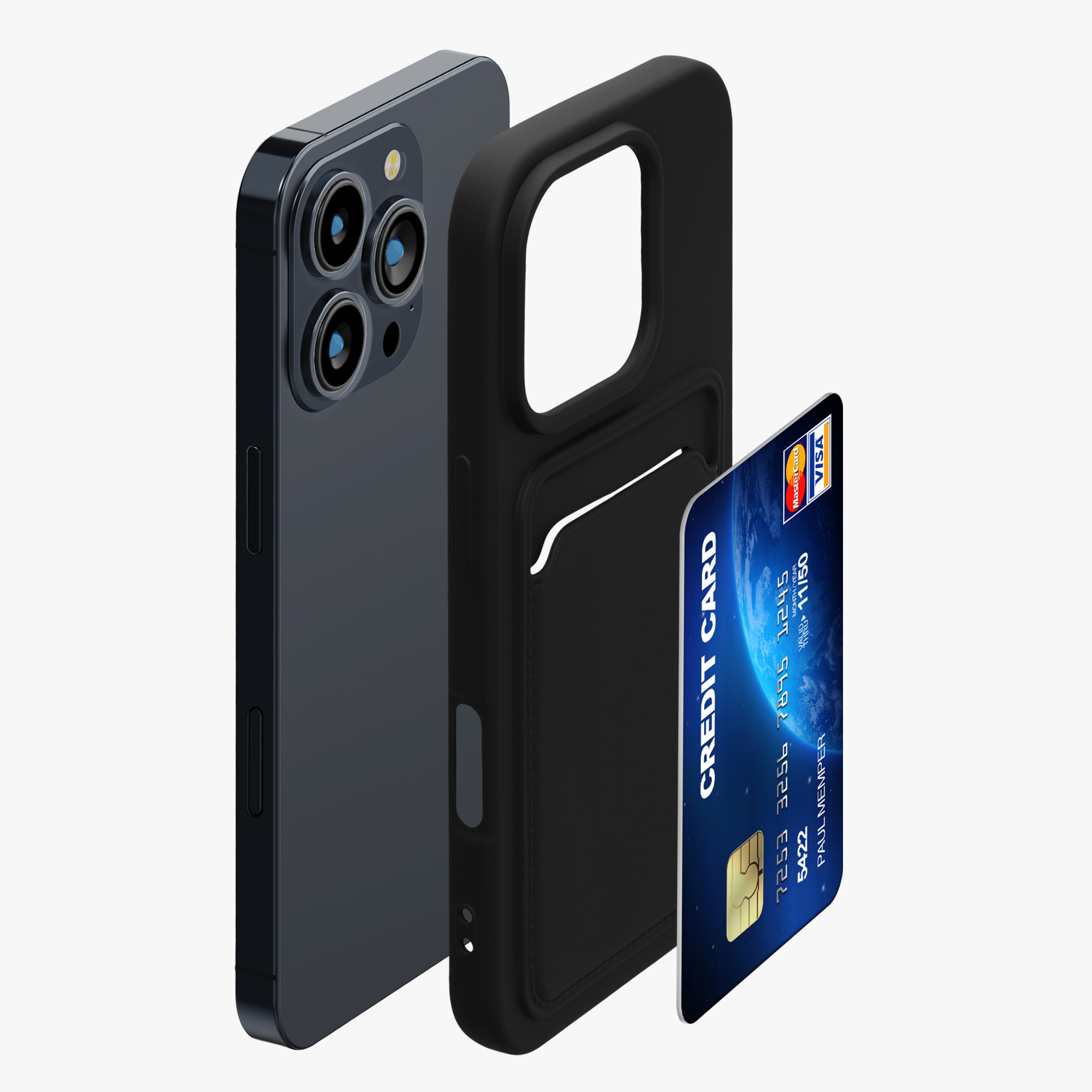 Kryt na mobil s přihrádkou na kartu Apple iPhone 16 Pro kwmobile - černá