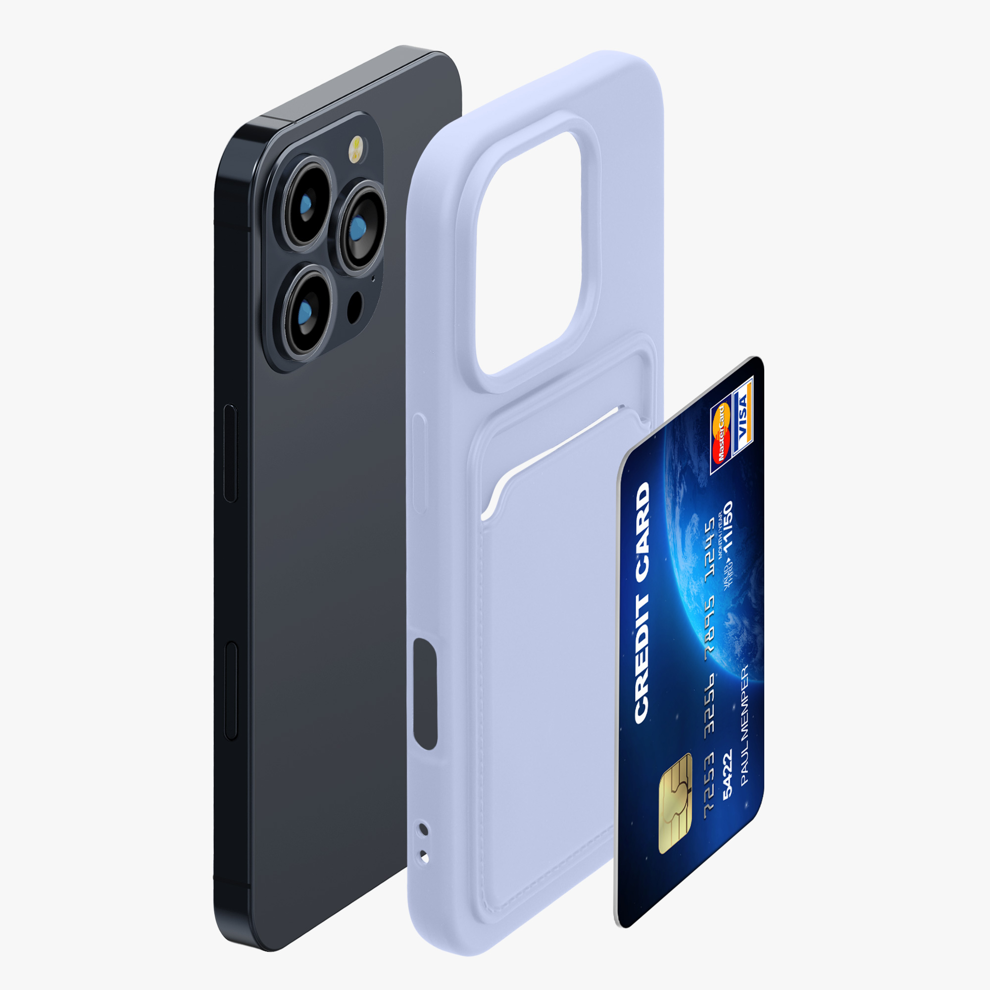 Kryt na mobil s přihrádkou na kartu Apple iPhone 16 Pro kwmobile - levandulová