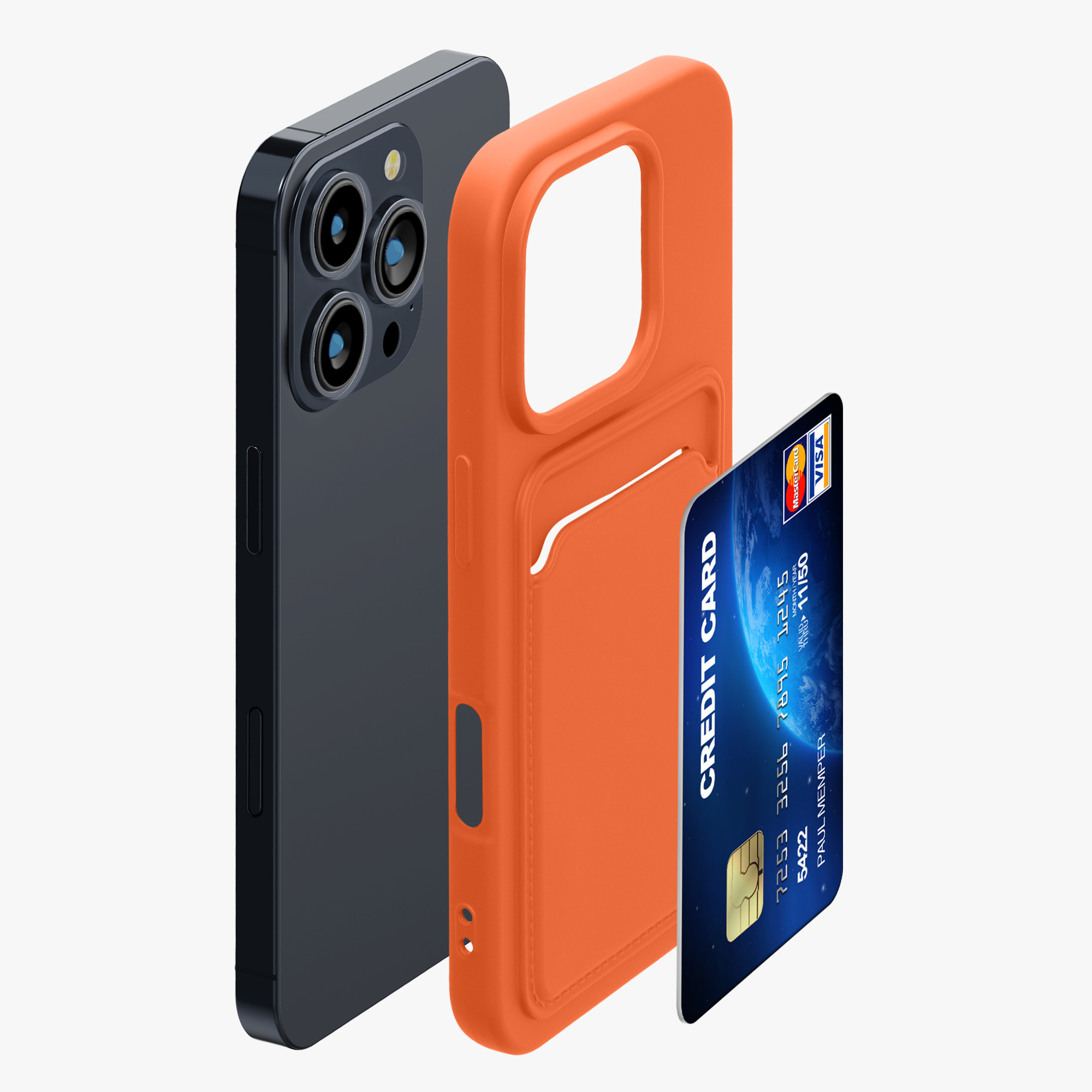 Pouzdro pro Apple iPhone 16 Pro s přihrádkou na kartu kwmobile kapsa na kartu TPU - oranžová
