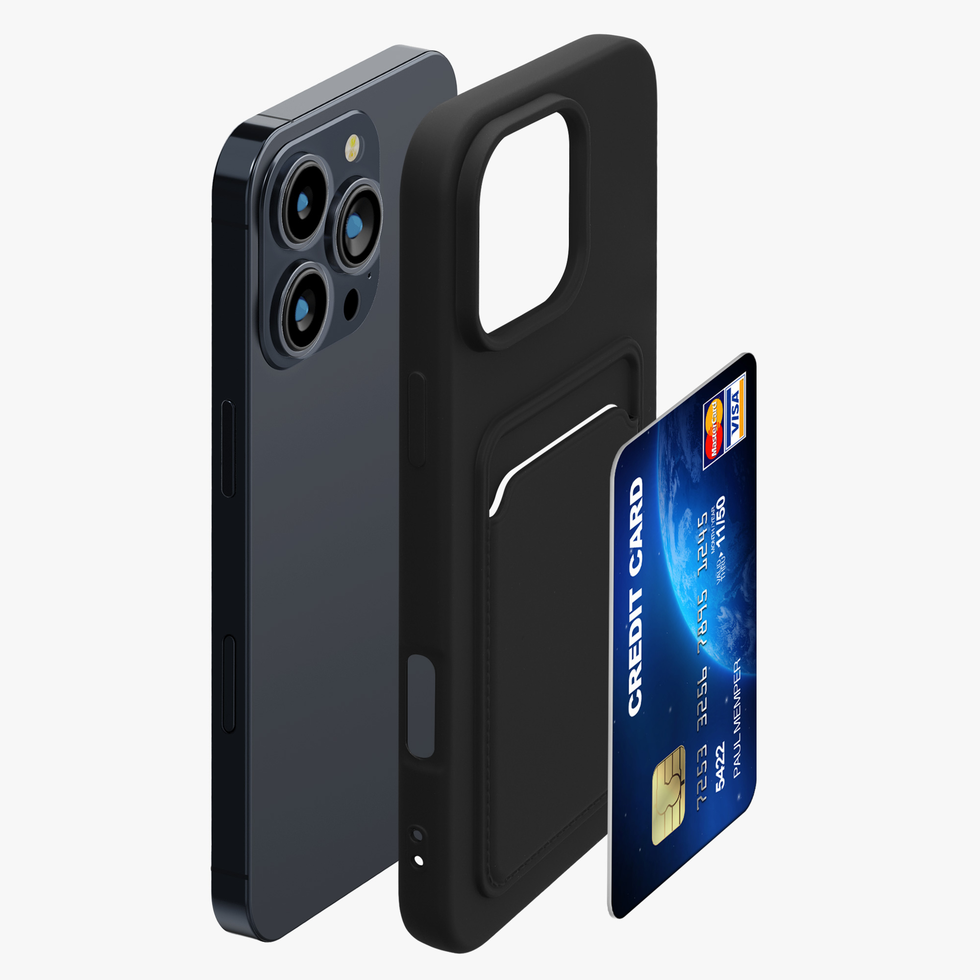 Kryt na mobil s přihrádkou na kartu Apple iPhone 16 Pro Max kwmobile - černá