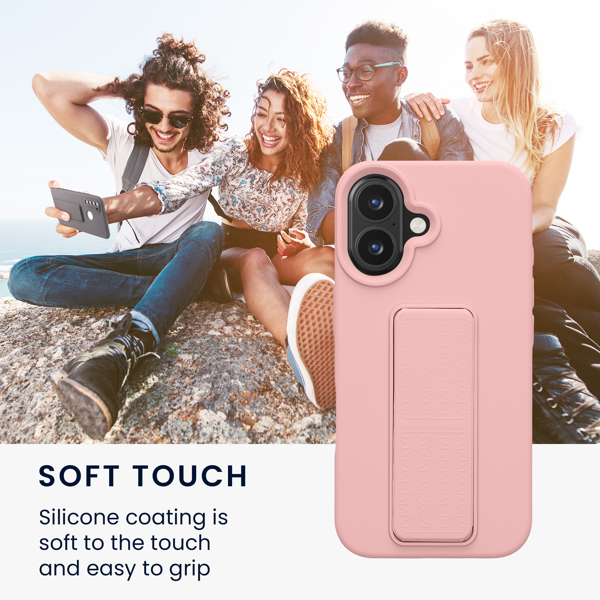 Silikonový kryt kwmobile pro iPhone 16 - pudrově růžová