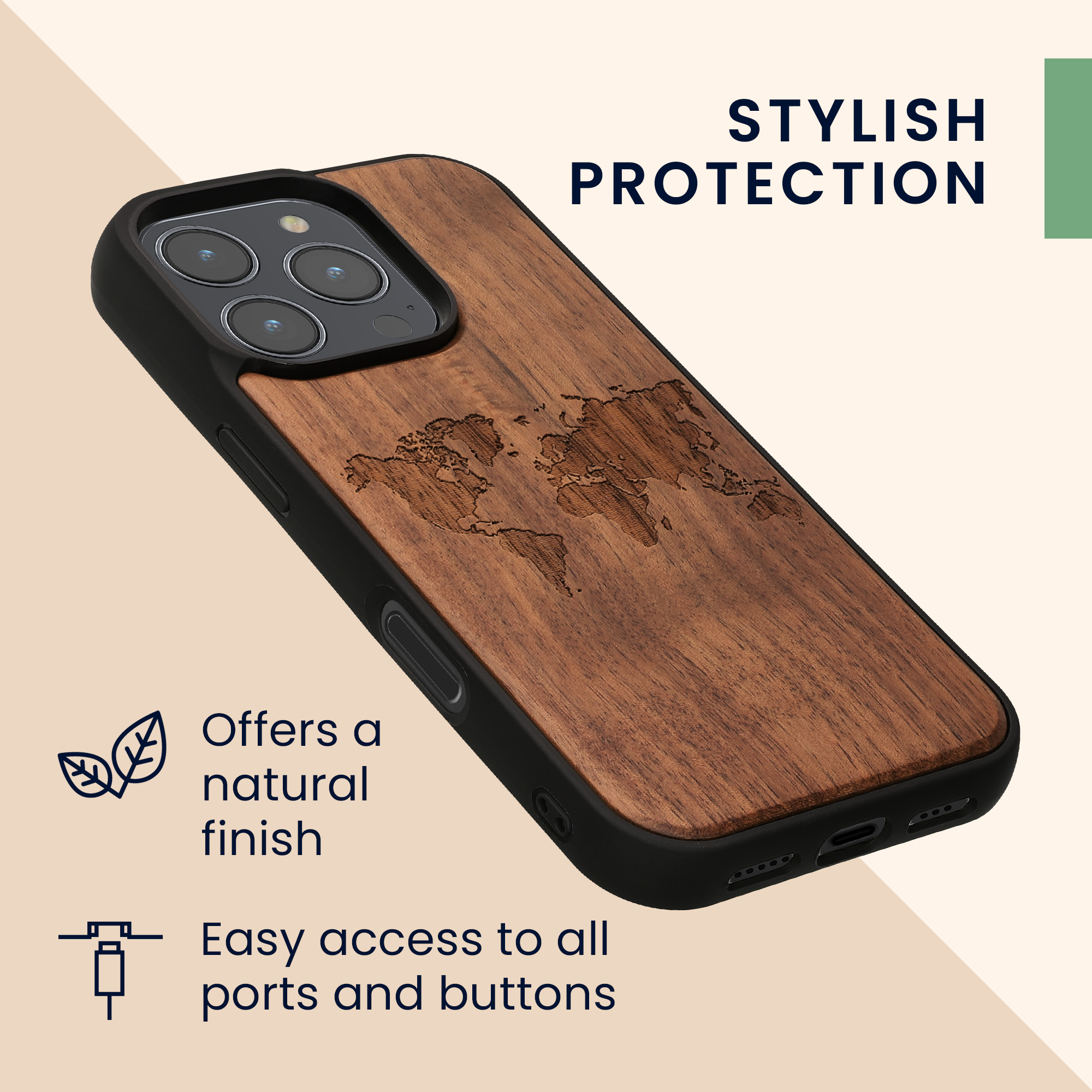 Dřevěný kryt na mobil Apple iPhone 16 Pro kwmobile