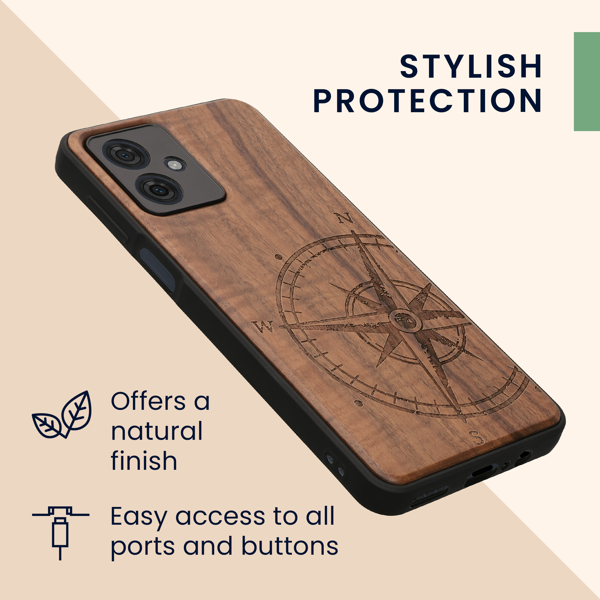 Dřevěný kryt kwmobile pro Motorola Moto G54 5G - Tmavě hnědá