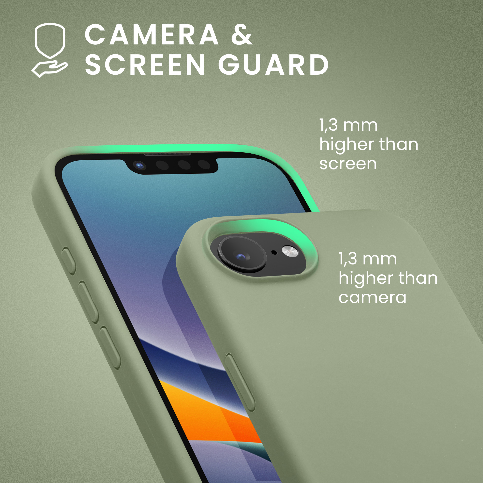 Silikonový kryt Kwmobile pro iPhone 17e / 16e - wireless charging gray green