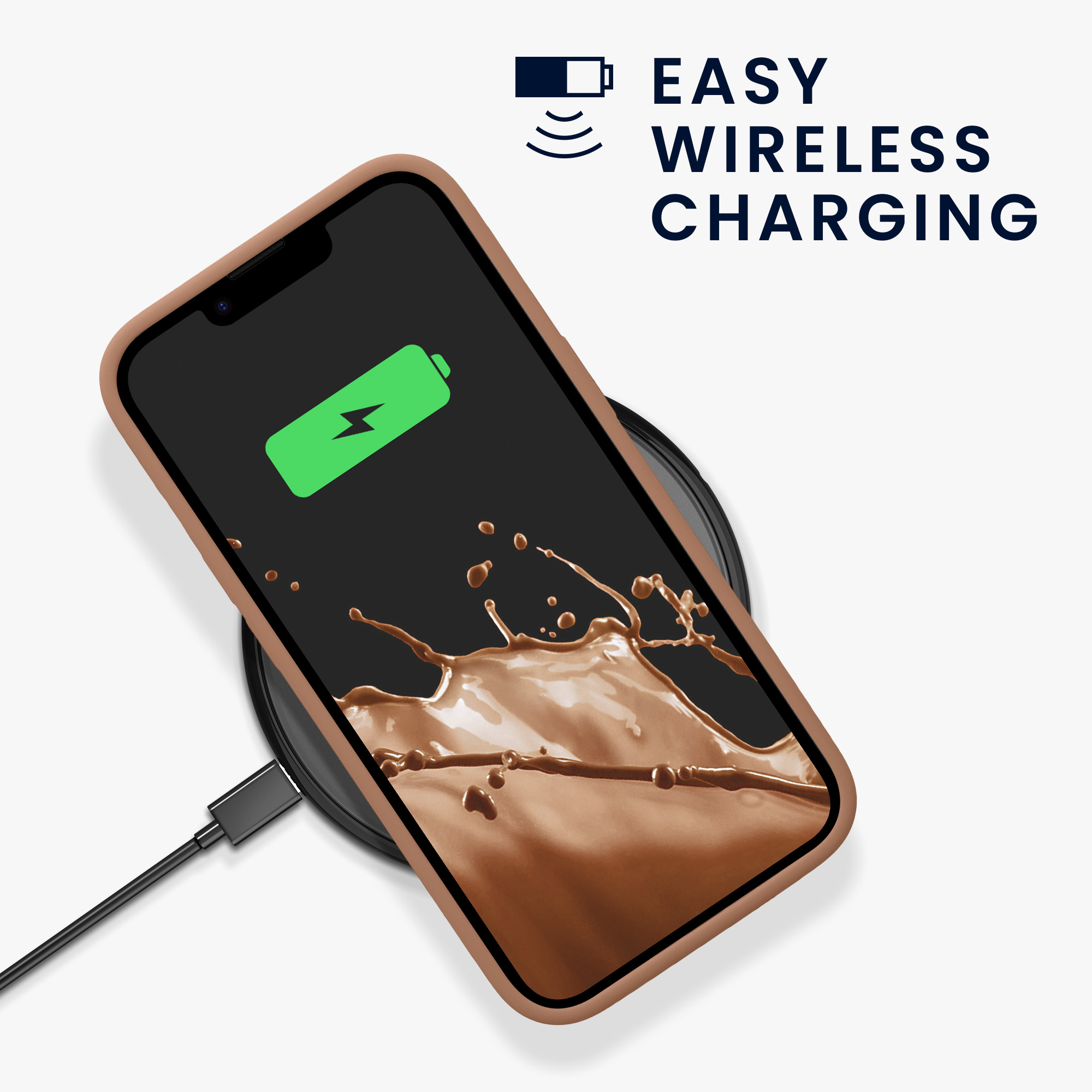 Silikonový kryt Kwmobile pro iPhone 17e / 16e - wireless charging cappuccino