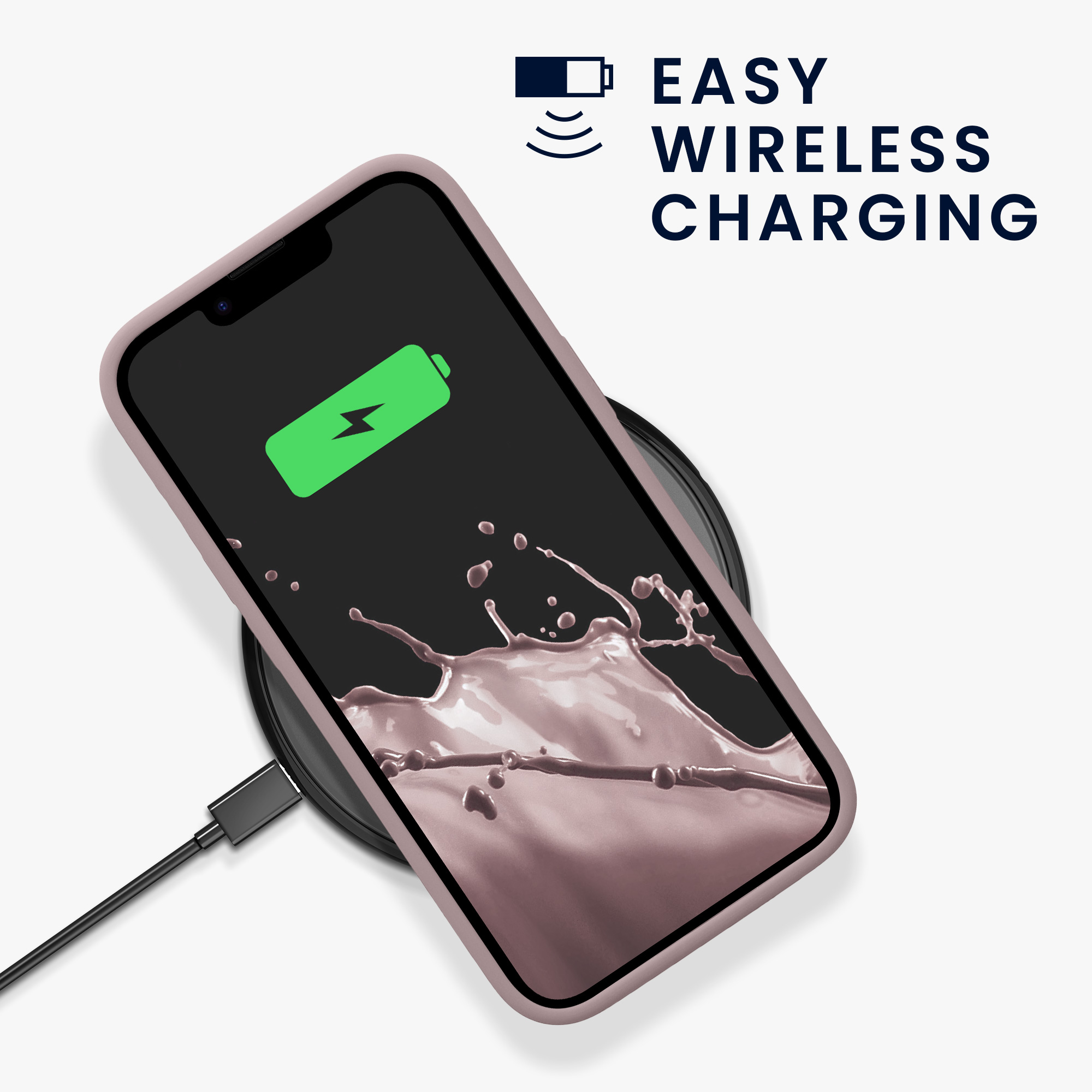 Silikonový kryt Kwmobile pro iPhone 17e / 16e - wireless charging nude lilac