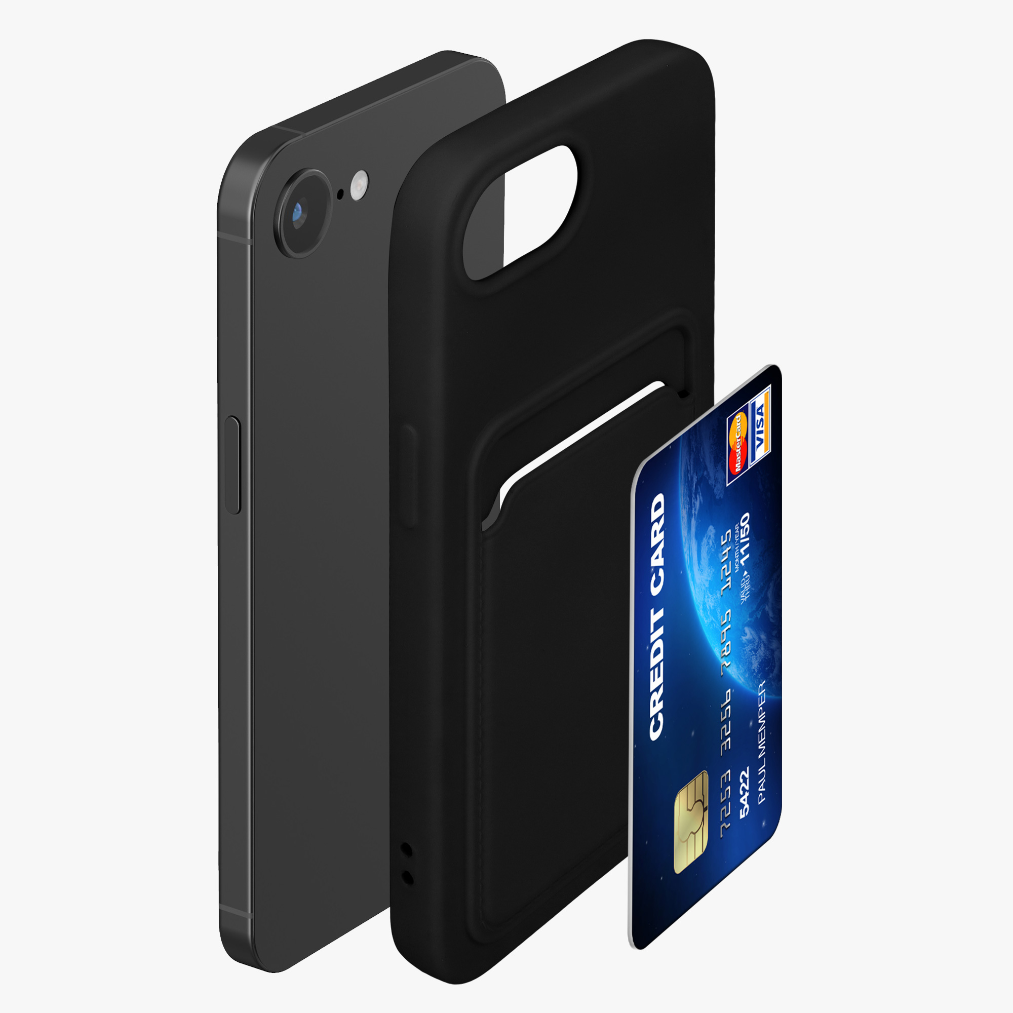 Kryt s držákem karty Kwmobile pro iPhone 17e / 16e - černá