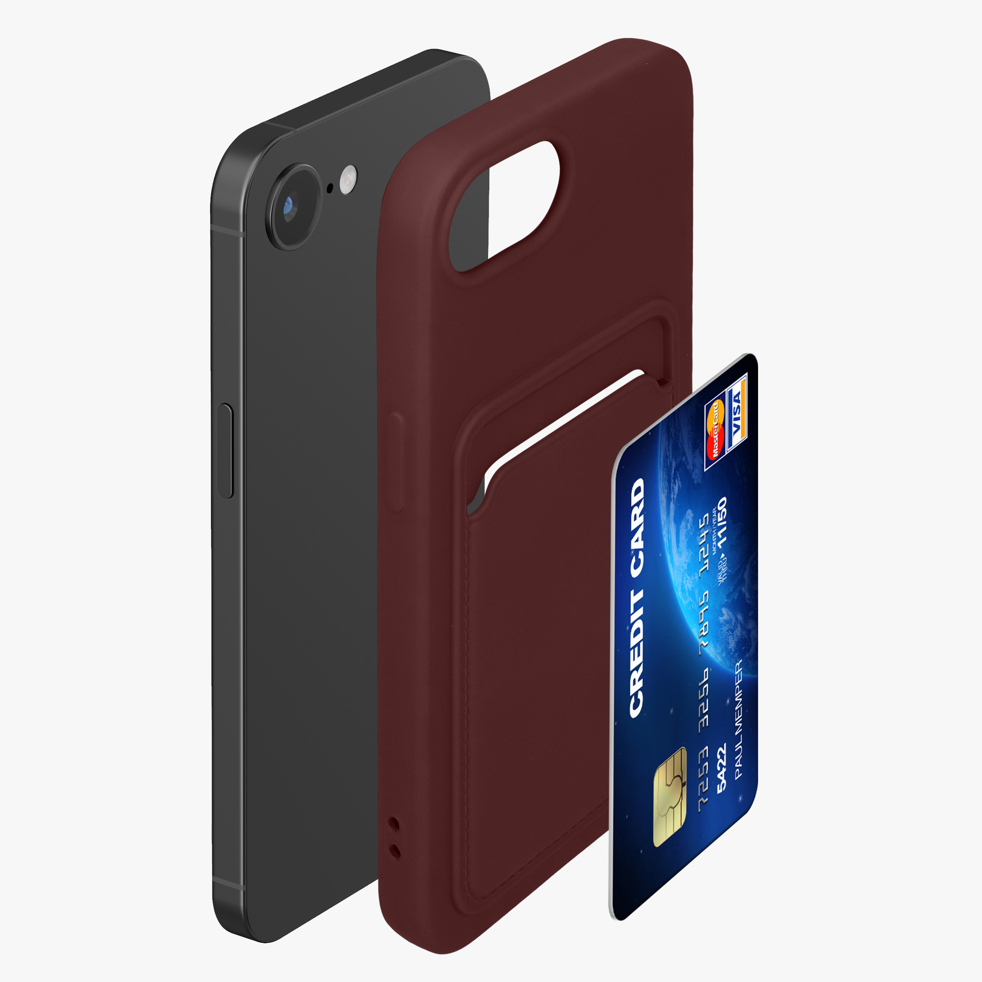 Kryt s držákem karty Kwmobile pro iPhone 17e / 16e - tawny red