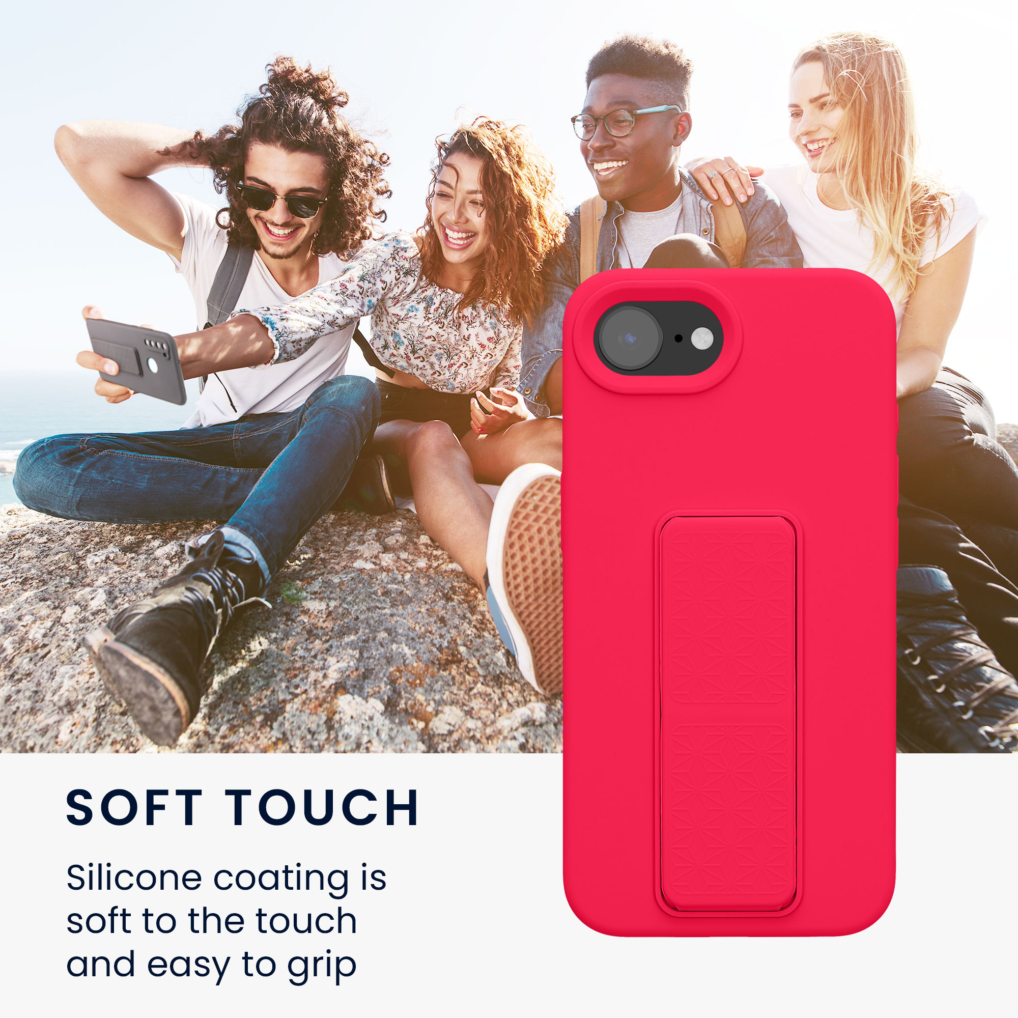 Silikonový kryt Kwmobile pro iPhone 17e / 16e - neonově růžová