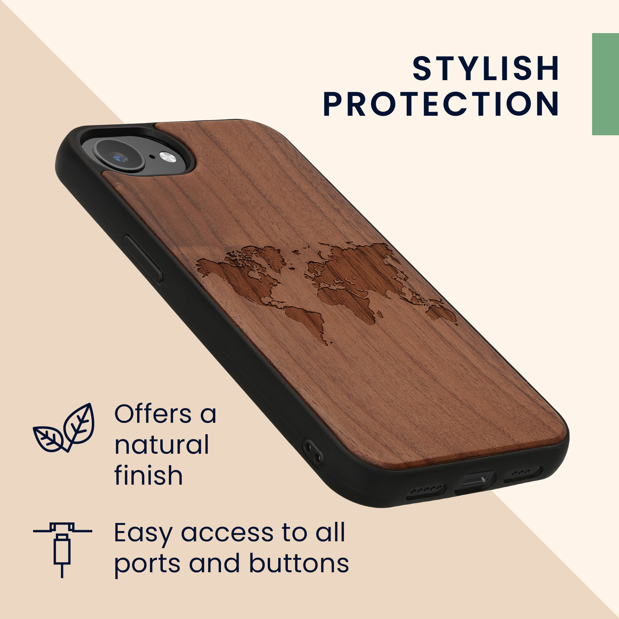 Dřevěný kryt Kwmobile pro iPhone 17e / 16e - tmavě hnědá
