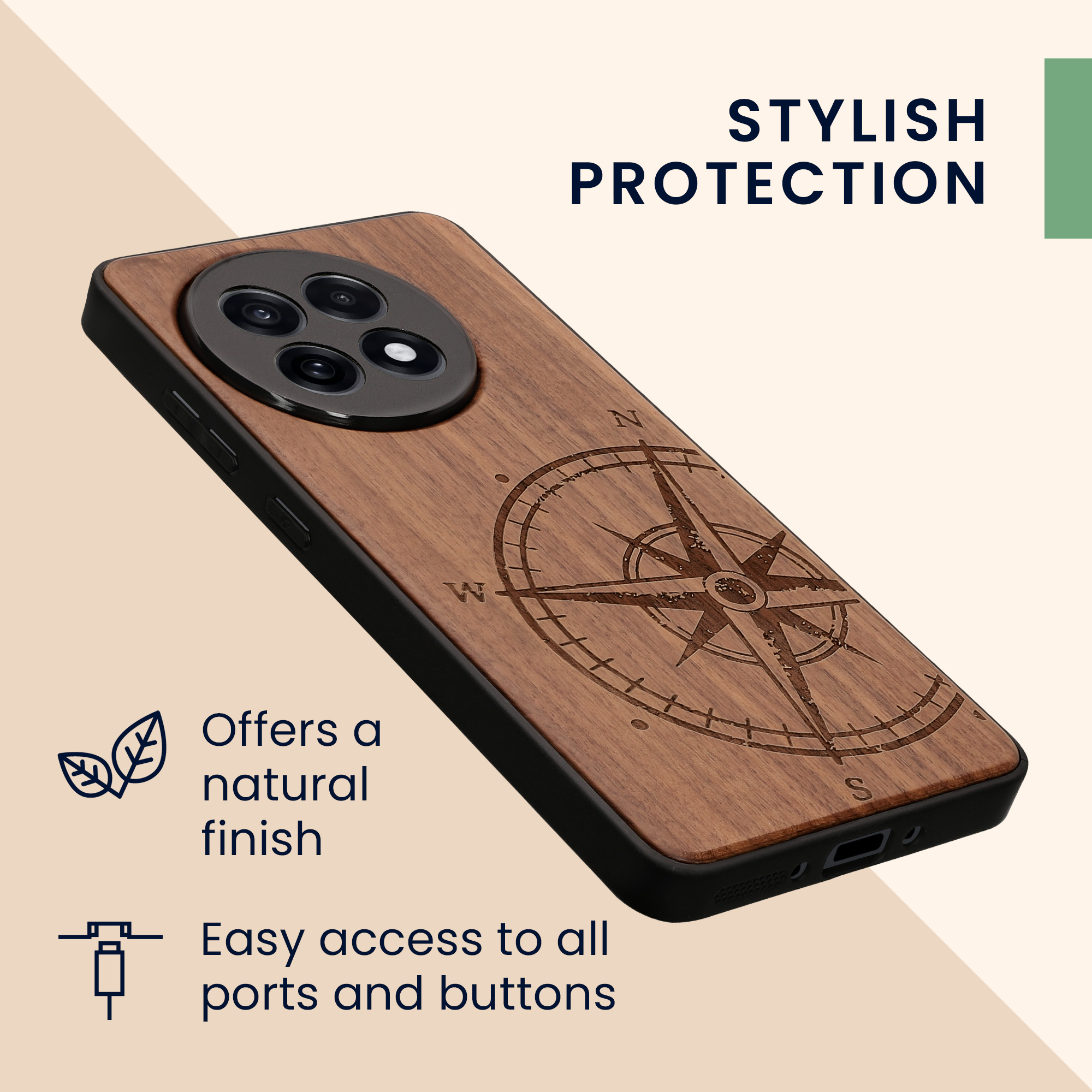 Kryt na mobil OnePlus 13R kwmobile Wood Case tmavě hnědá