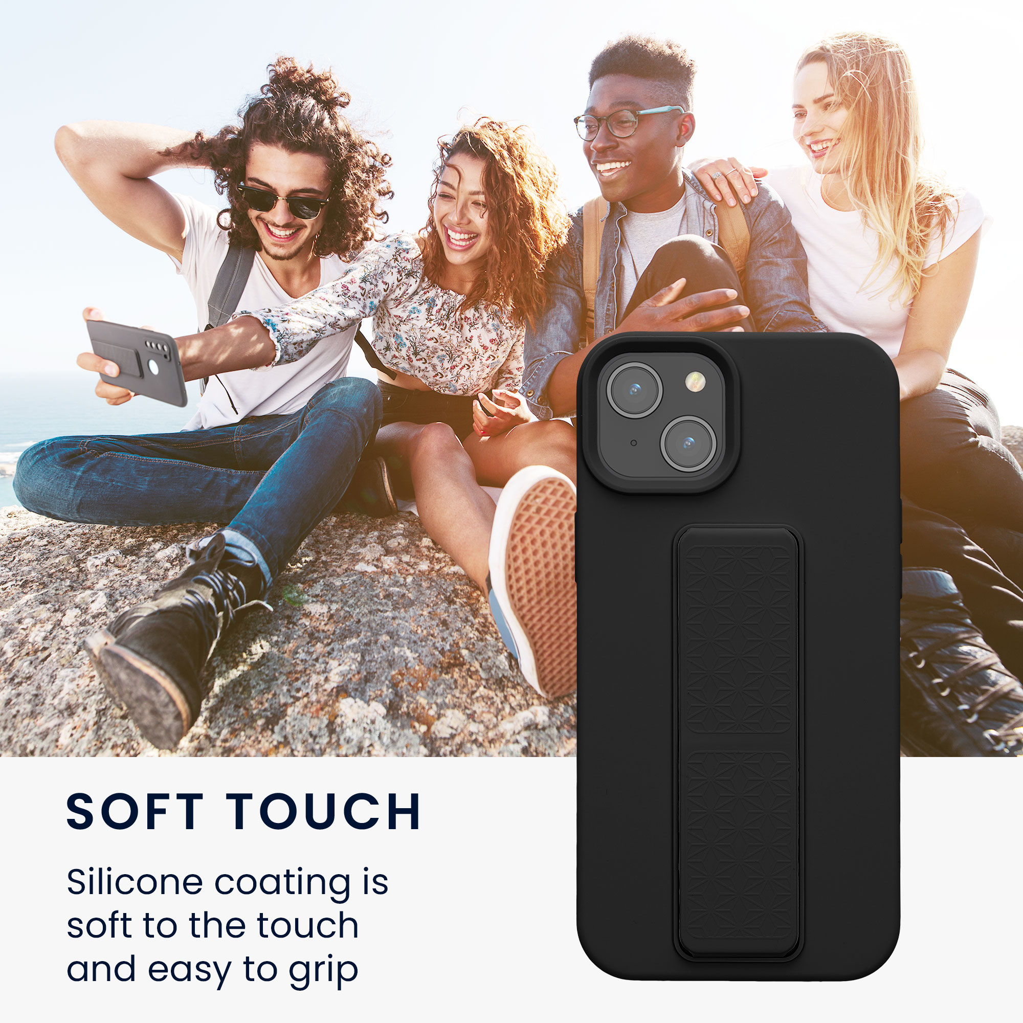 Kryt kwmobile s poutkem se stojánkem iPhone 15 Plus černá