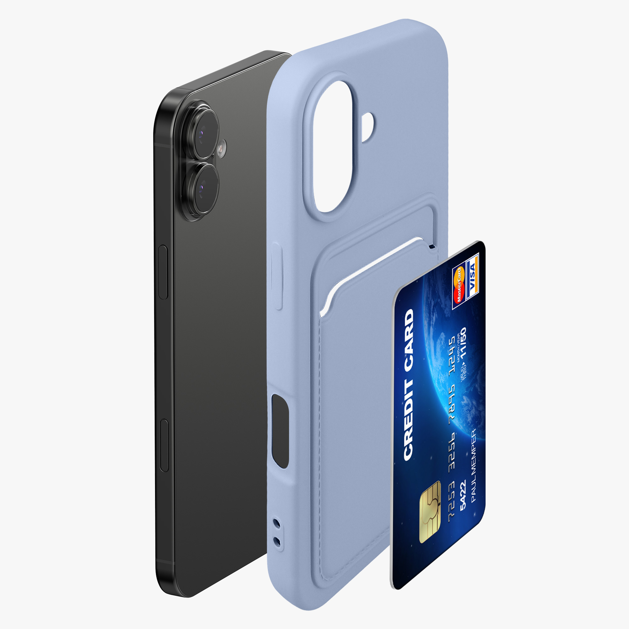 Kryt s držákem karty Kwmobile pro iPhone 17 - levandulová