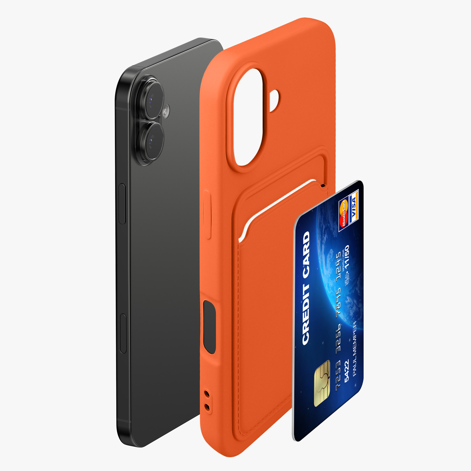 Kryt s držákem karty Kwmobile pro iPhone 17 - oranžová