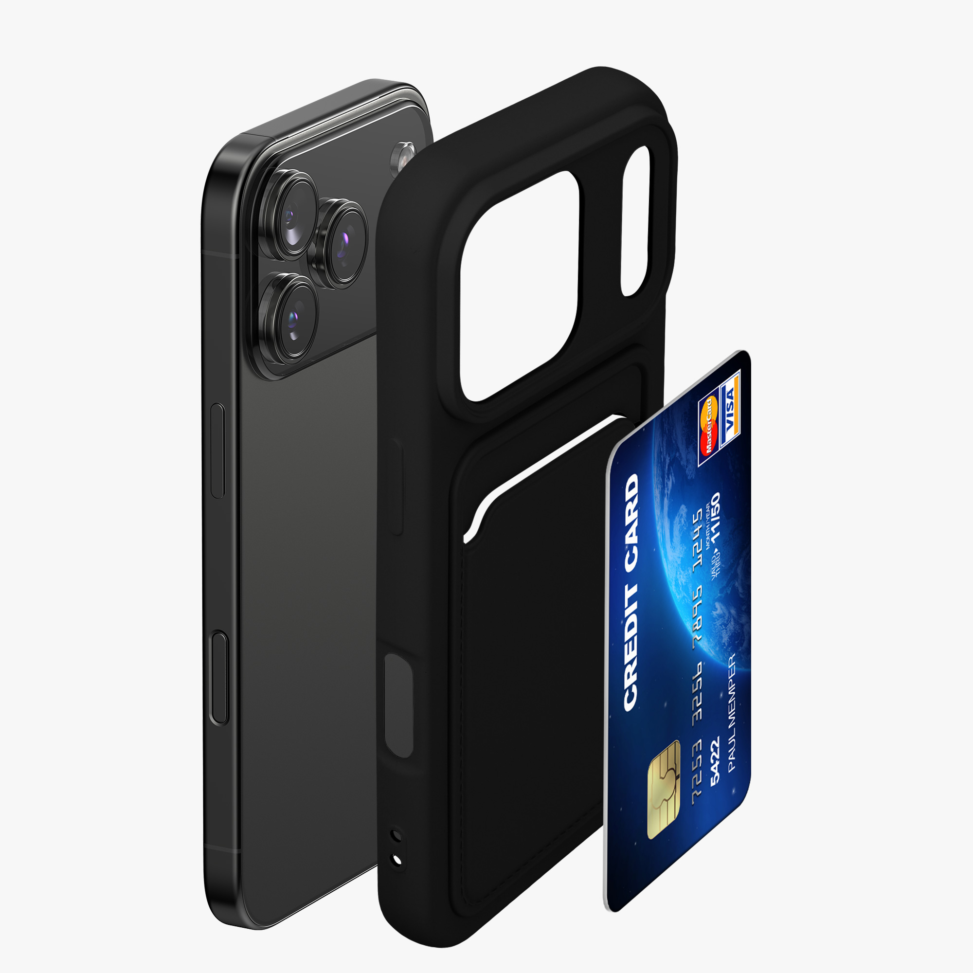 Kryt s držákem karty Kwmobile pro iPhone 17 Pro - černá