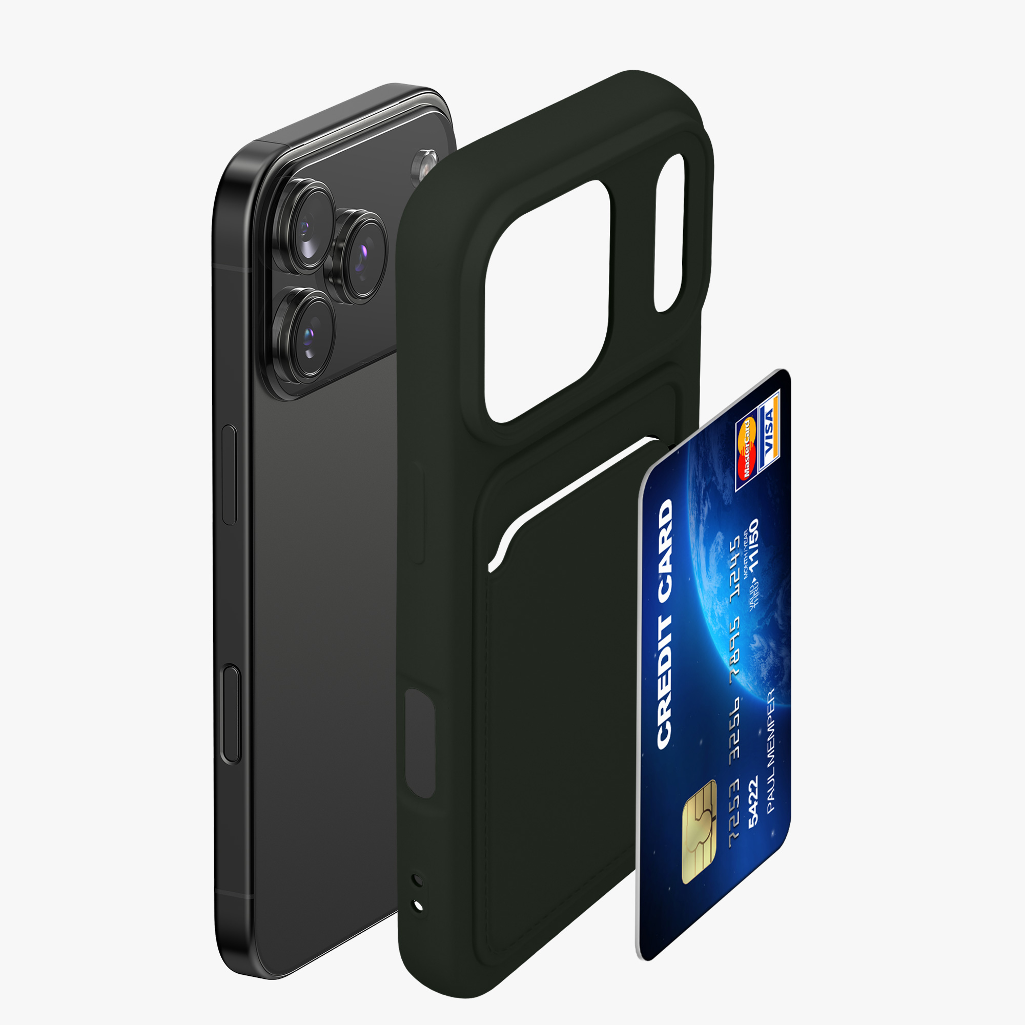 Kryt s držákem karty Kwmobile pro iPhone 17 Pro - tmavě zelená