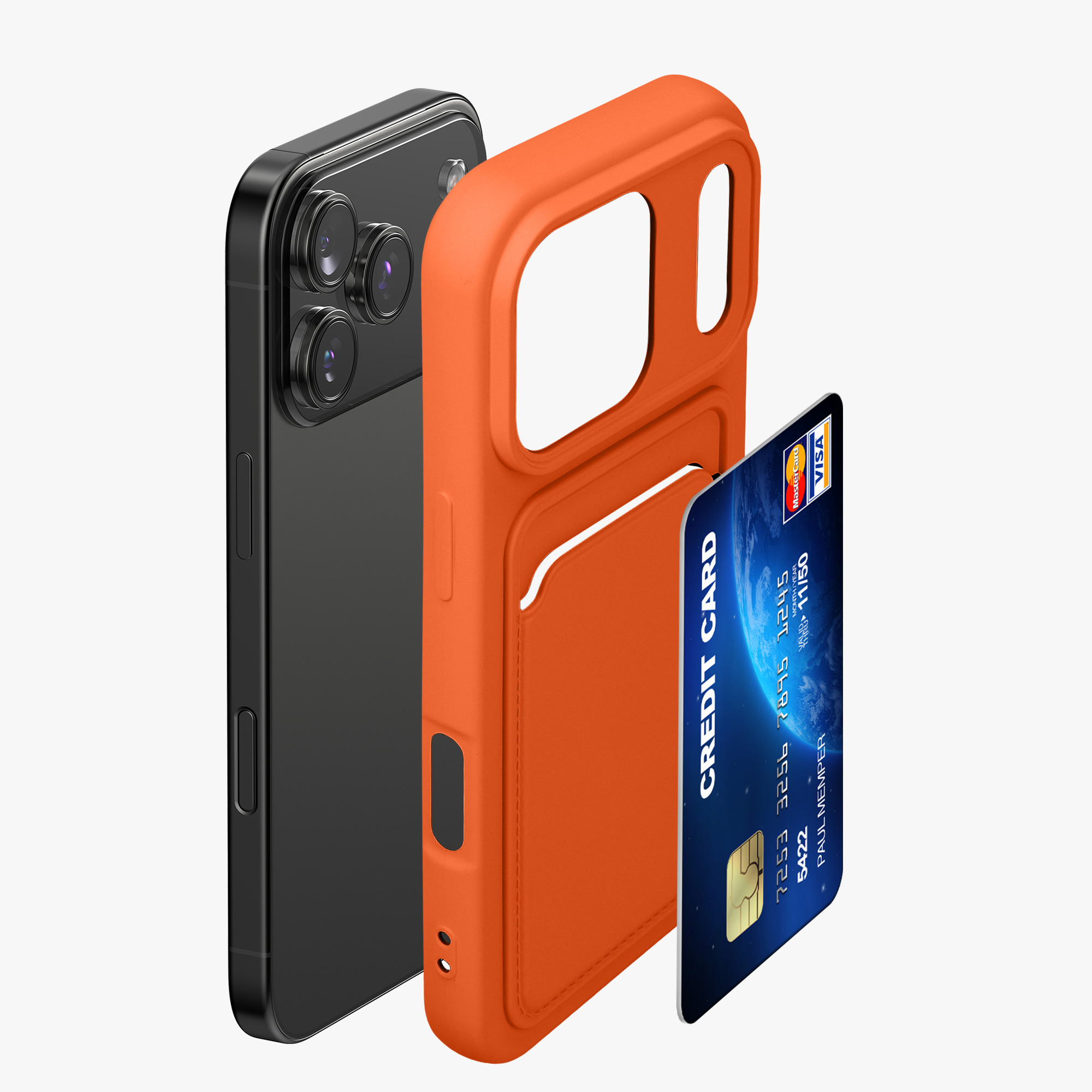 Pouzdro pro Apple iPhone 18 Pro / iPhone 17 Pro s přihrádkou na kartu kwmobile kapsa na kartu TPU - oranžová