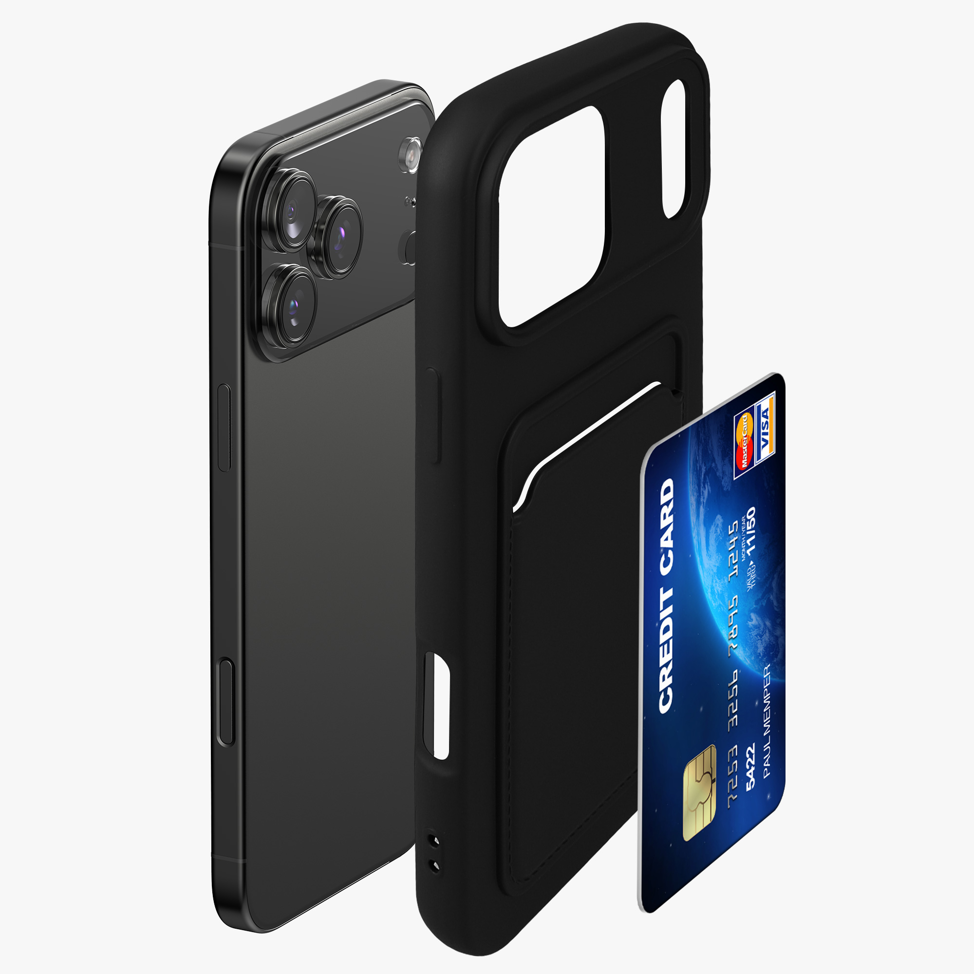 Kryt s držákem karty Kwmobile pro iPhone 17 Pro Max - černá