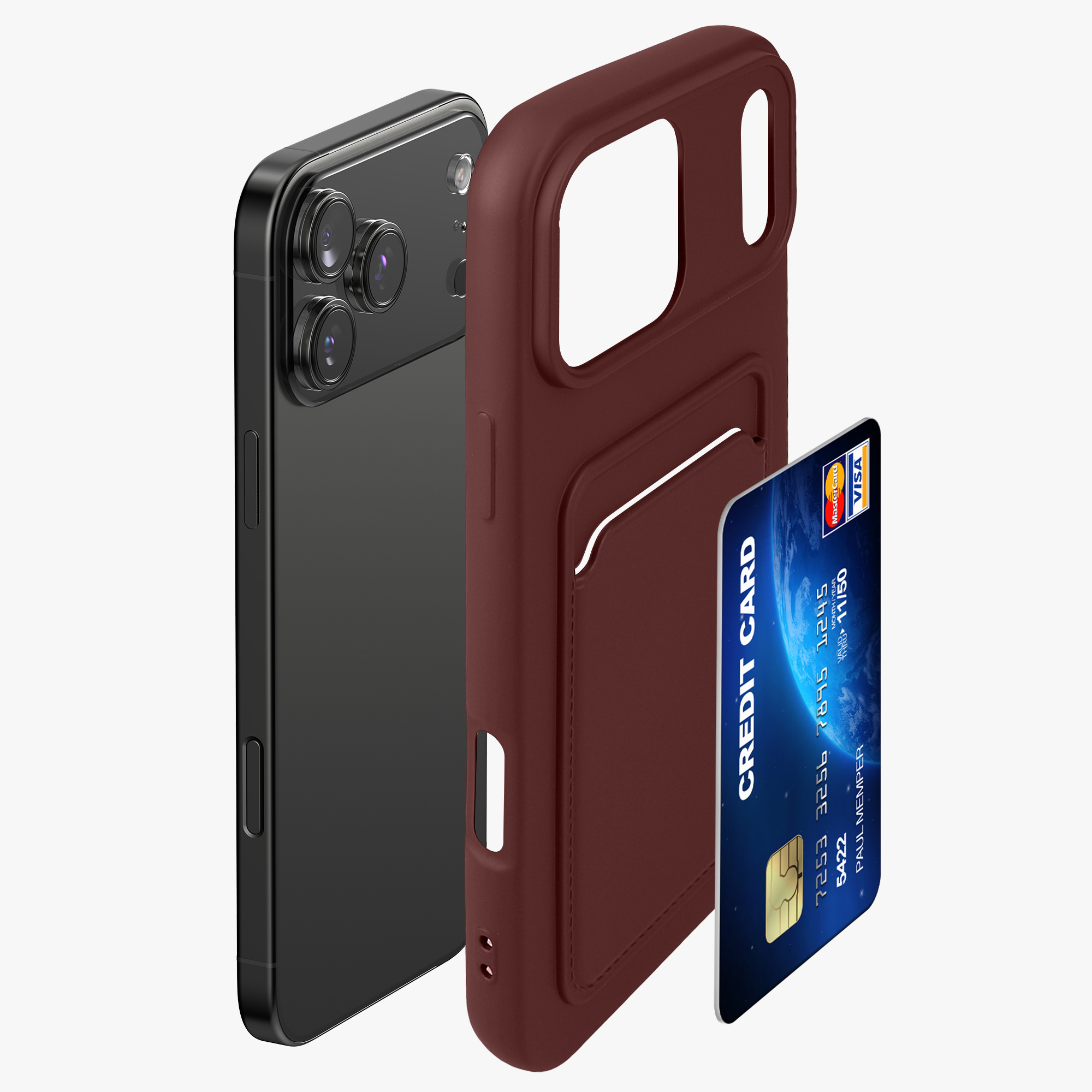 Kryt s držákem karty Kwmobile pro iPhone 17 Pro Max - tawny red