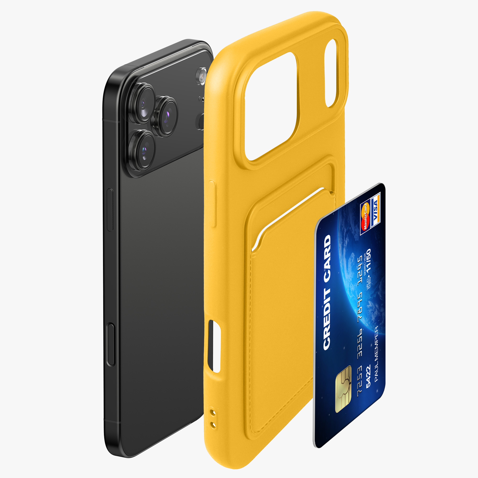 Pouzdro pro Apple iPhone 18 Pro Max / iPhone 17 Pro Max s přihrádkou na kartu kwmobile kapsa na kartu TPU - zářivě žlutá