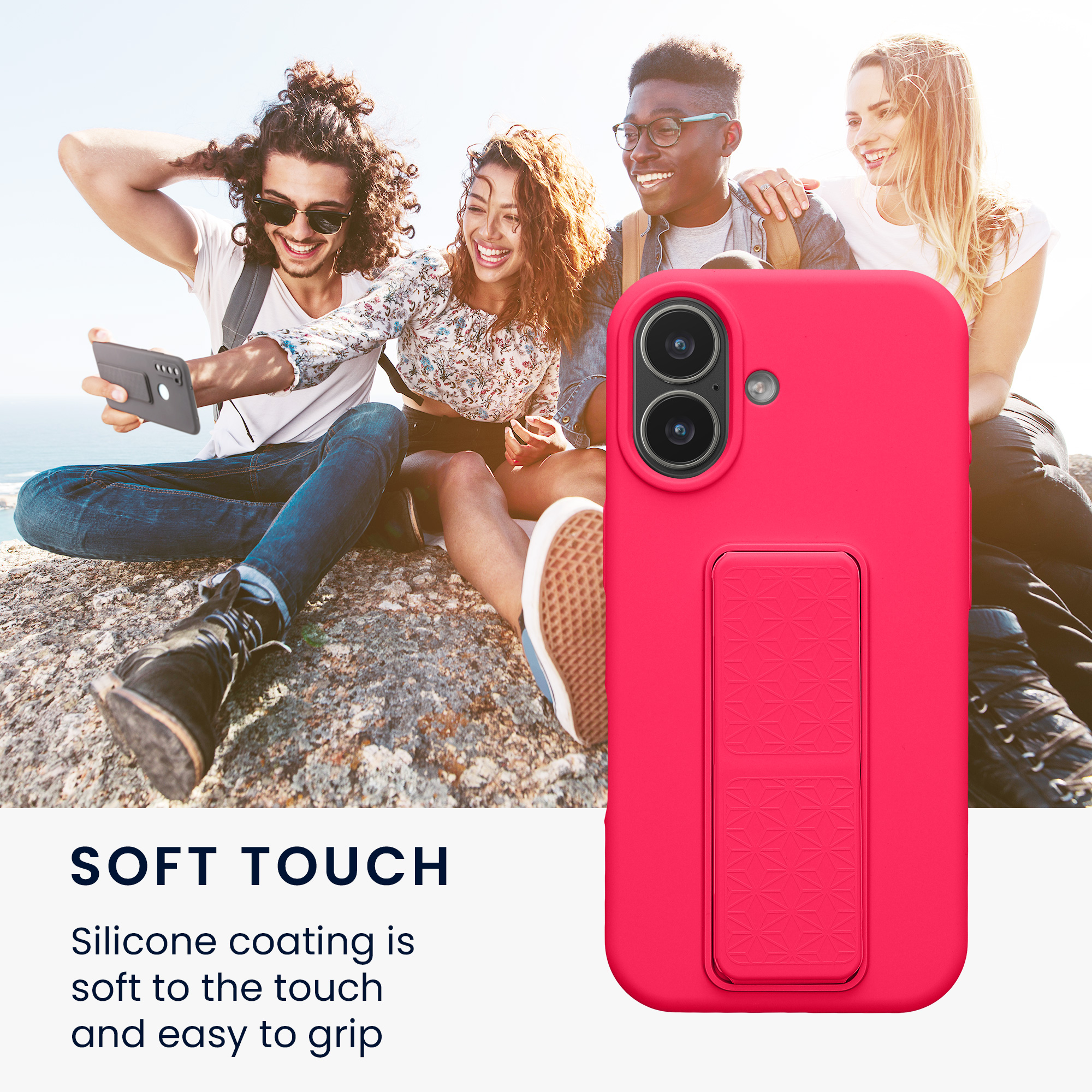 Silikonový kryt Kwmobile pro iPhone 17 - neonově růžová