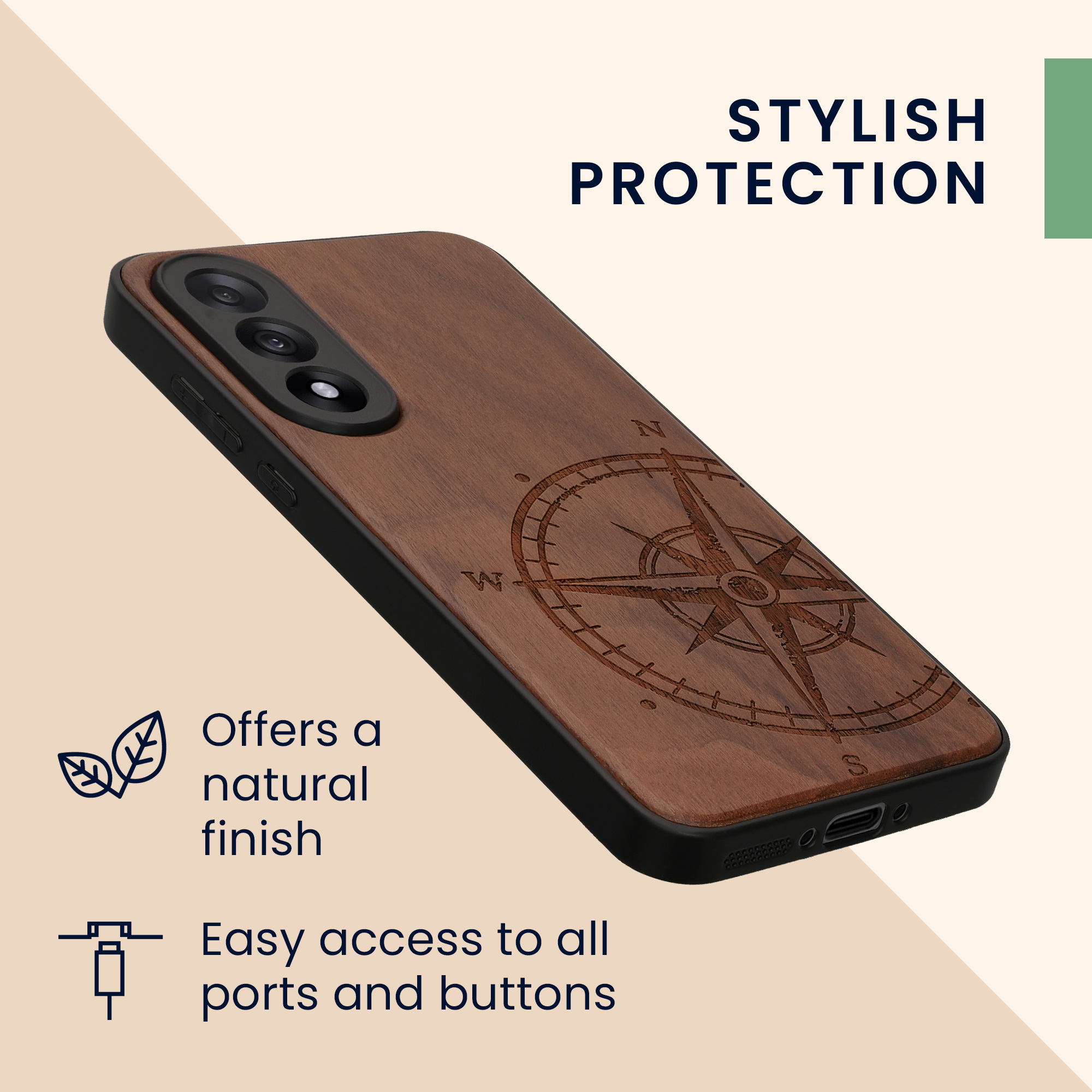 Dřevěný kryt kwmobile pro OnePlus Nord 5, tmavě hnědá