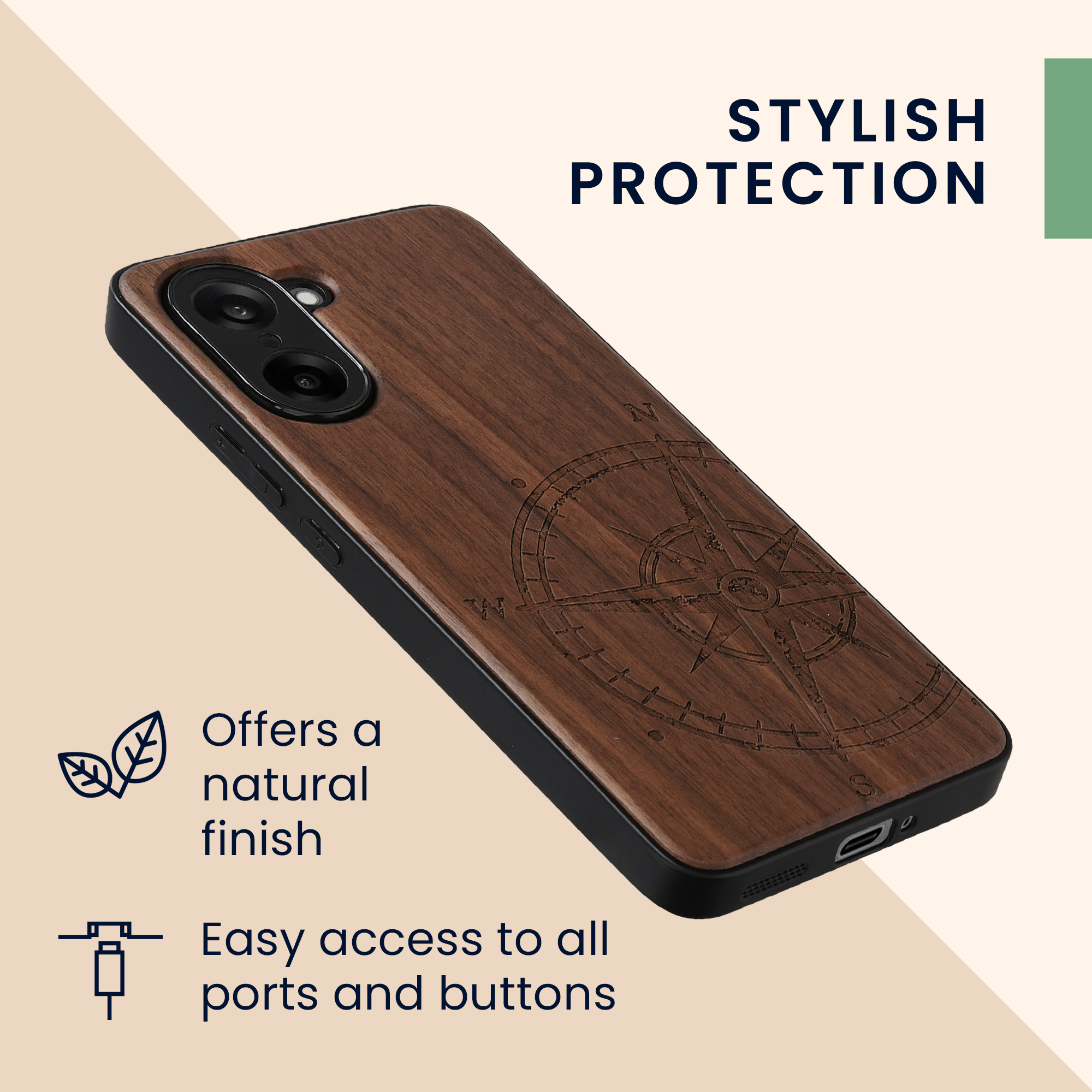 Dřevěný kryt kwmobile pro OnePlus Nord CE5, tmavě hnědá