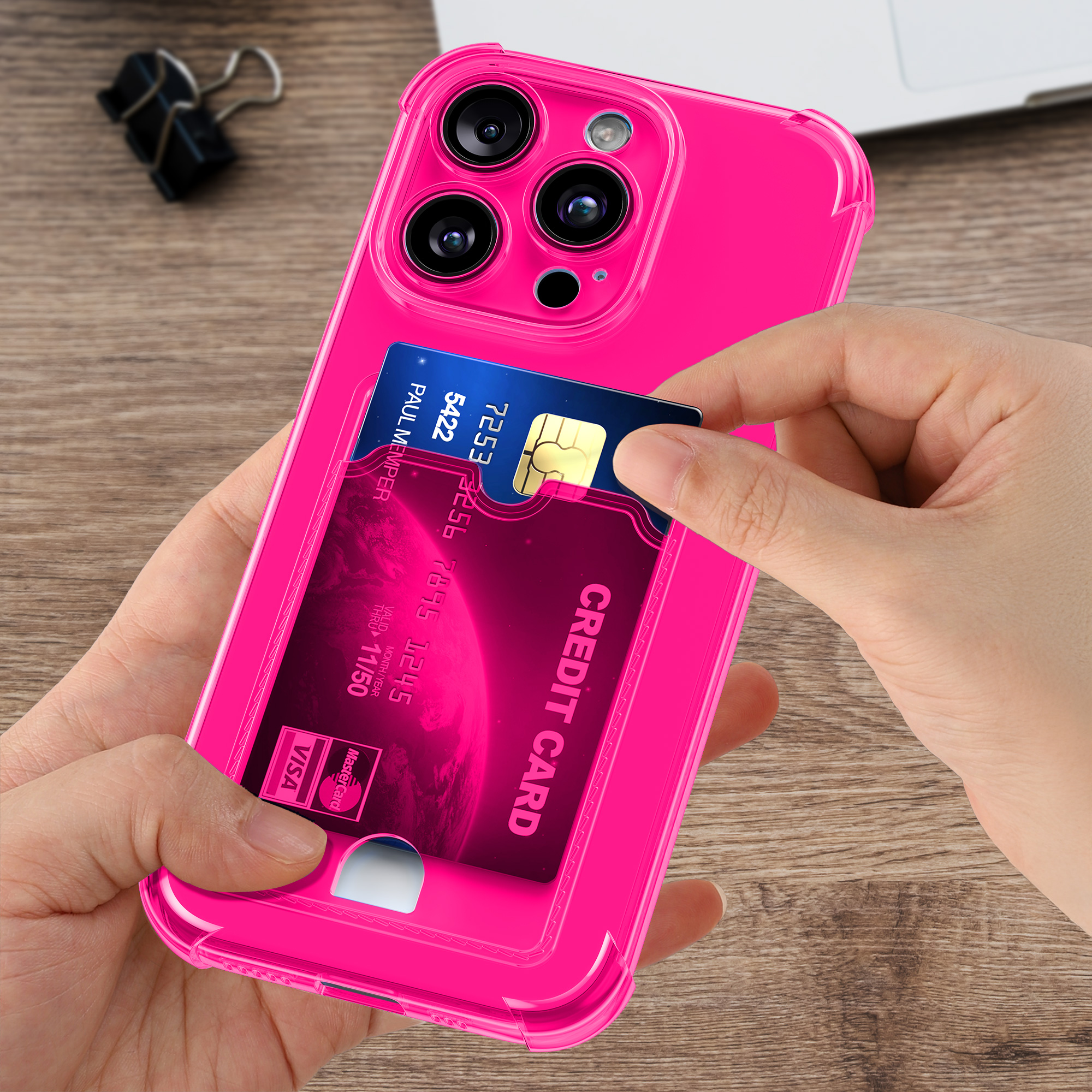 Kryt na mobil s přihrádkou na kartu Apple iPhone 16 Pro Max kwmobile - transparentní