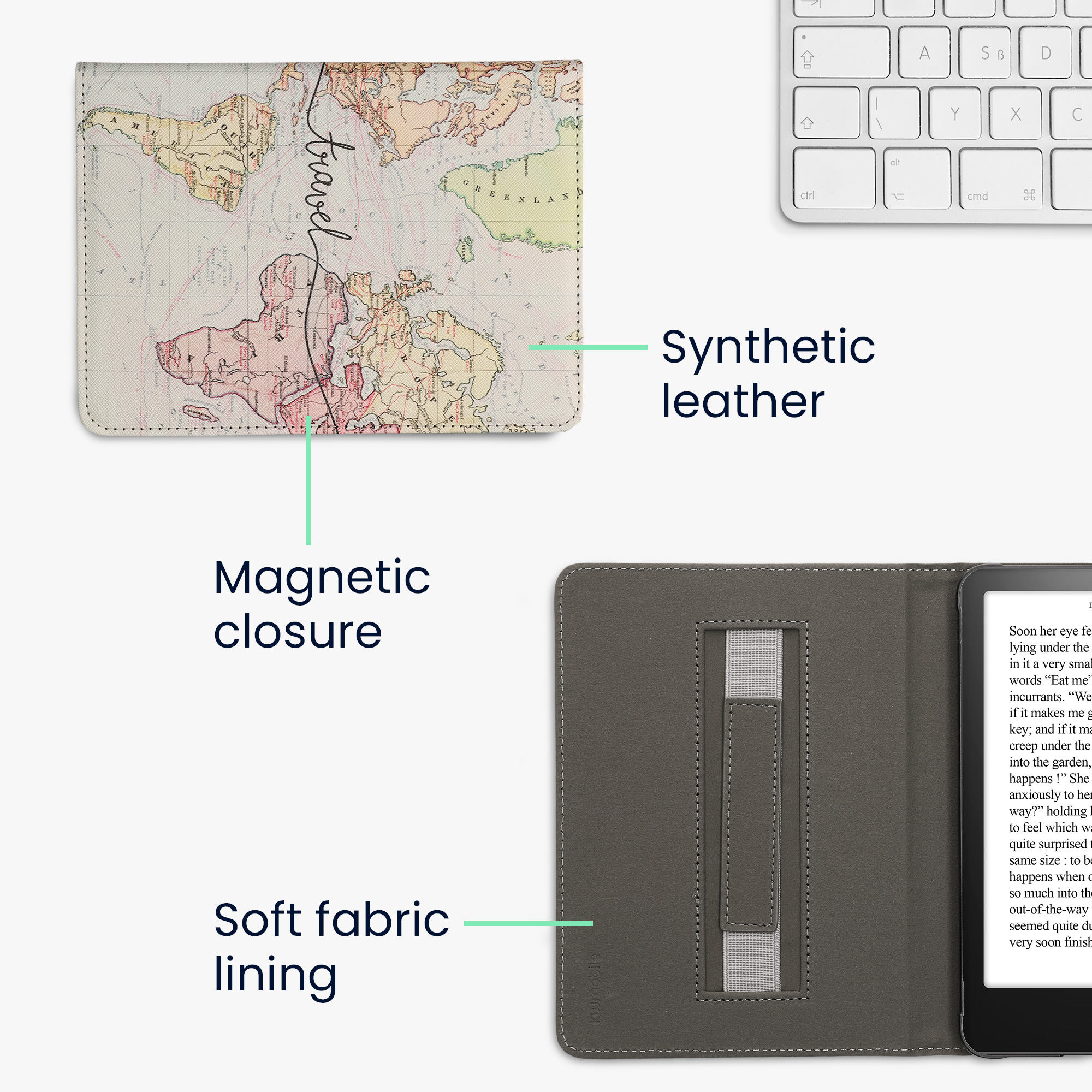 Pouzdro na čtečku kwmobile Kindle Paperwhite 2024 / Colorsoft - Travel - černá / multicolor