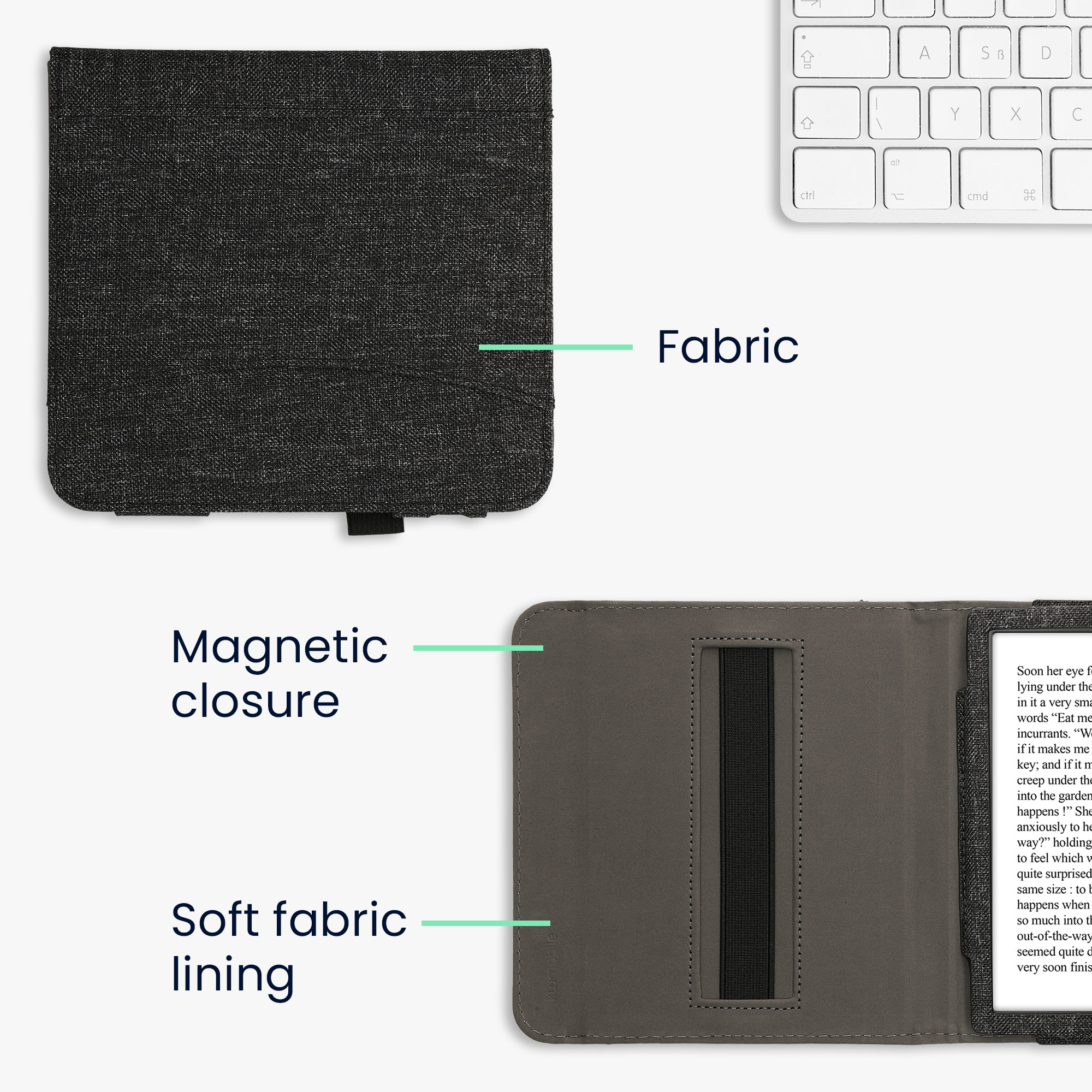 kwmobile pouzdro na čtečku Kobo Libra Colour, tmavě šedá