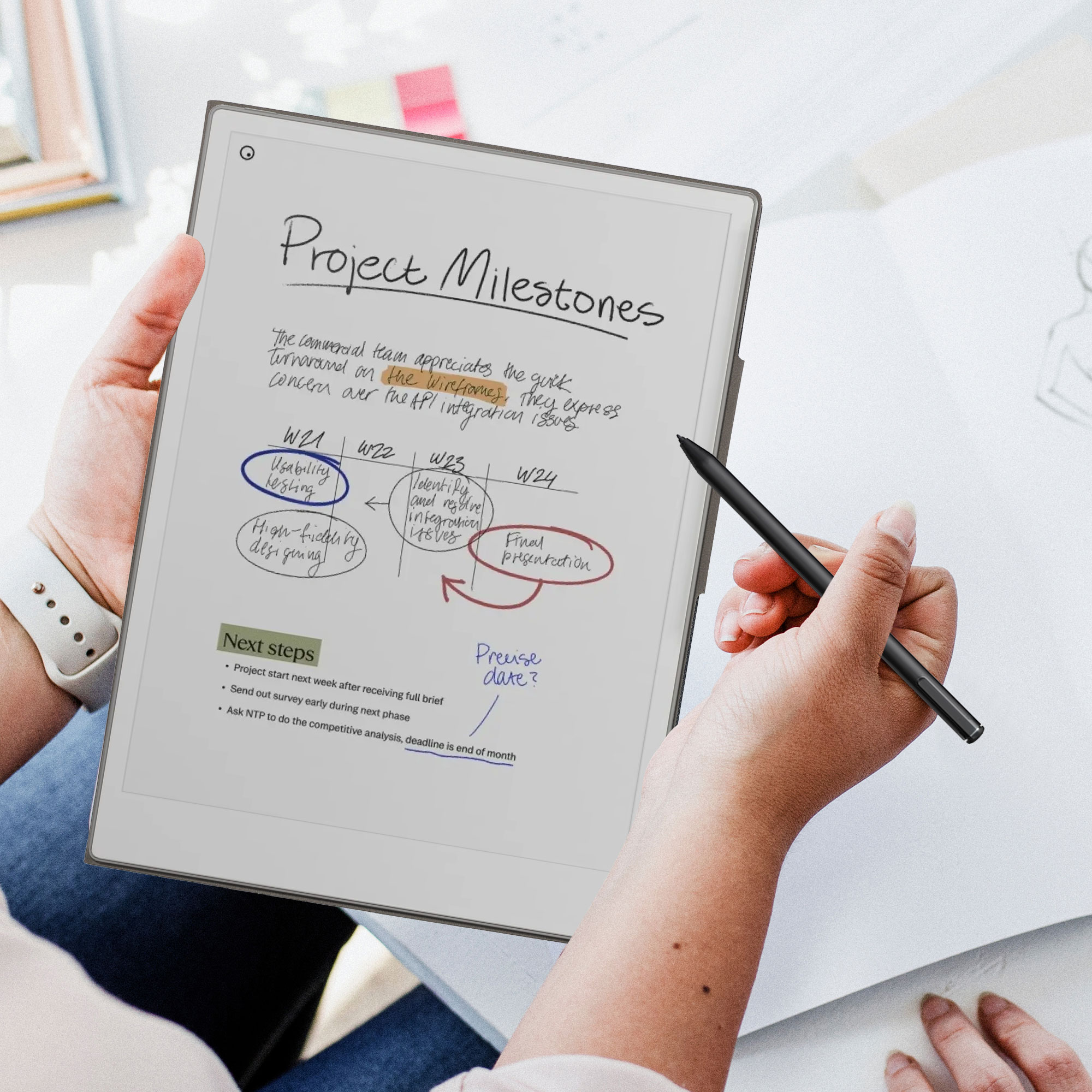 Pouzdro na tablet pro Remarkable Paper Pro kwmobile z eko kůže - tmavě modrá