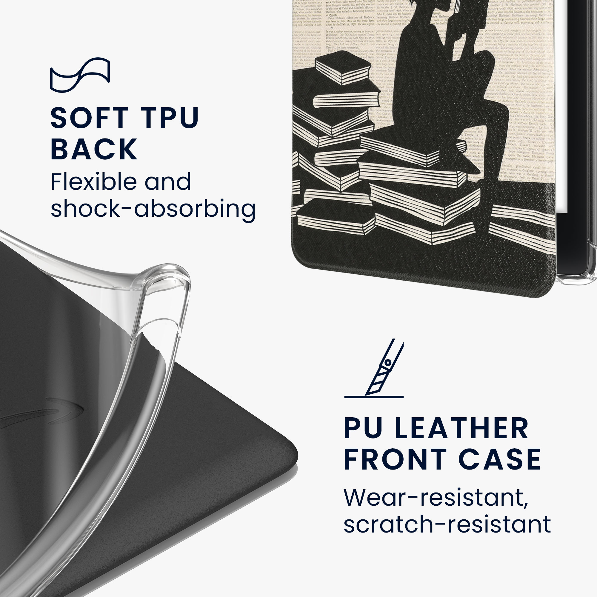Pouzdro na čtečku kwmobile pro Amazon Kindle Paperwhite (2024)/Colorsoft - motiv dívka a knihy