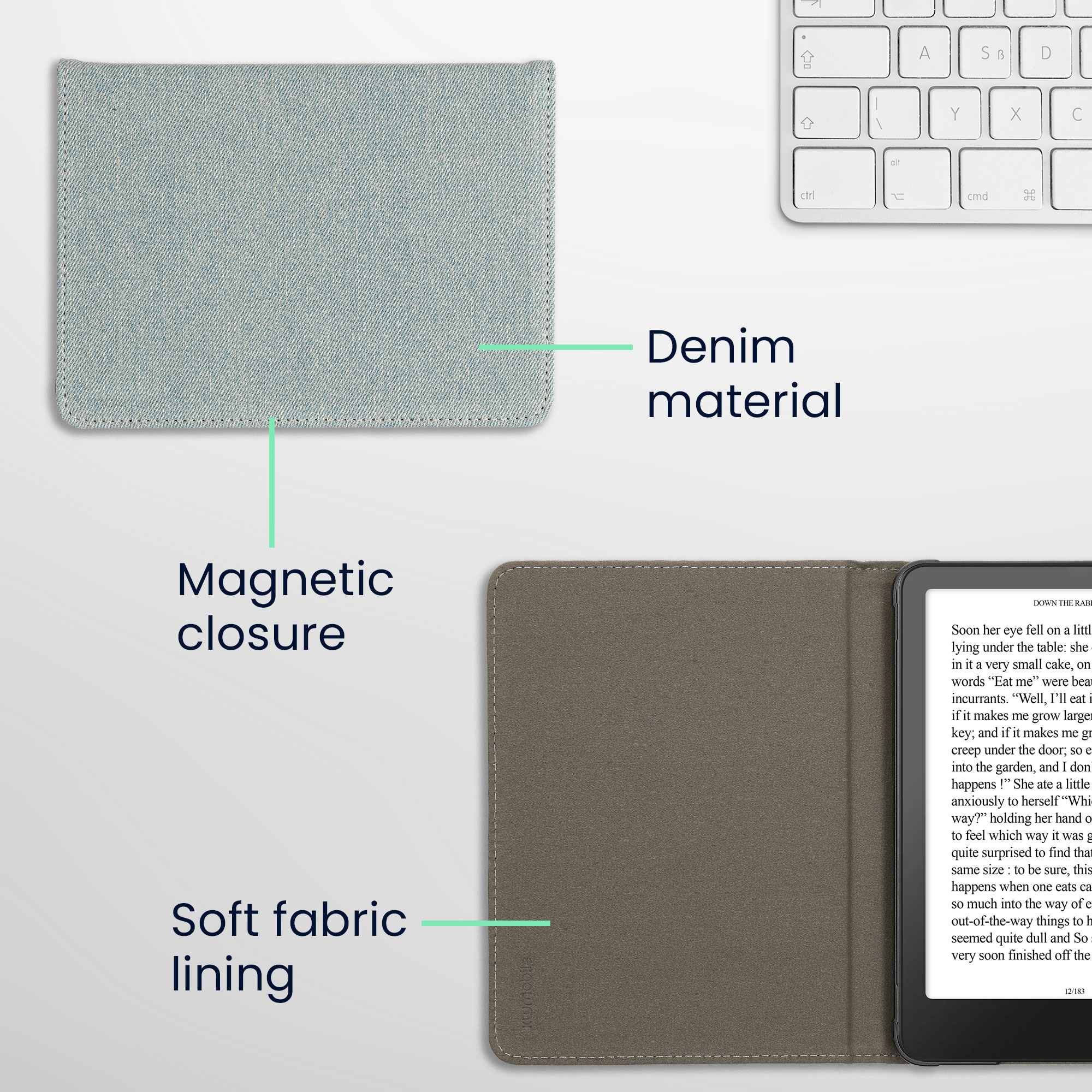 Pouzdro na čtečku kwmobile pro Amazon Kindle Paperwhite (2024)/Colorsoft - světle modrá