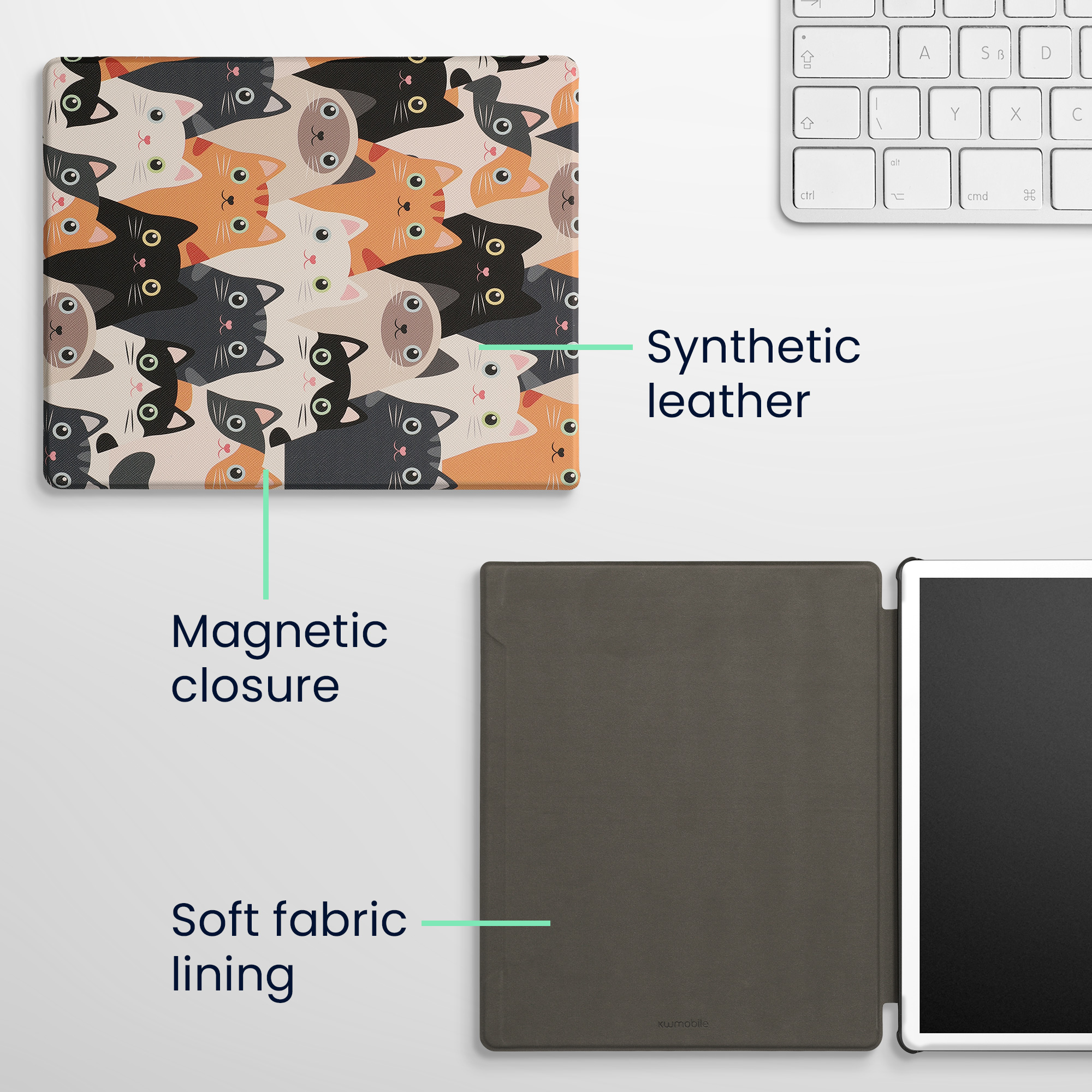 Obal pro Amazon Kindle Scribe 11" (2025) kwmobile - motiv kočky, oranžová / černá / bílá