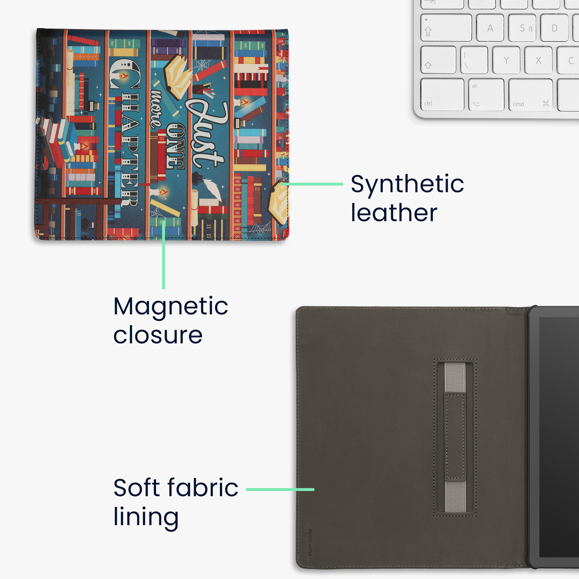 Obal pro Amazon Kindle Scribe 11" (2025) kwmobile s poutkem - motiv knihovní motto s více barev