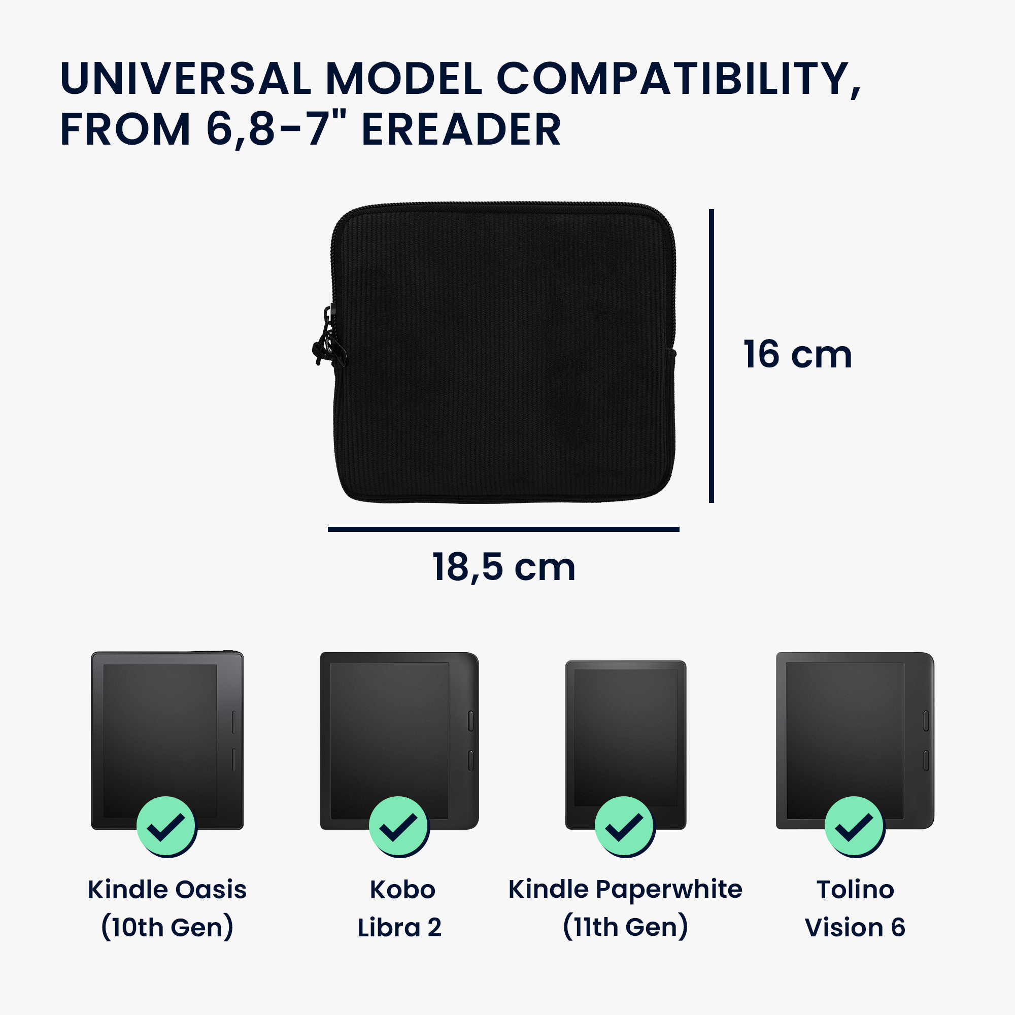 Pouzdro na čtečku pro 6,8-7" eReader kwmobile neoprenové - černá