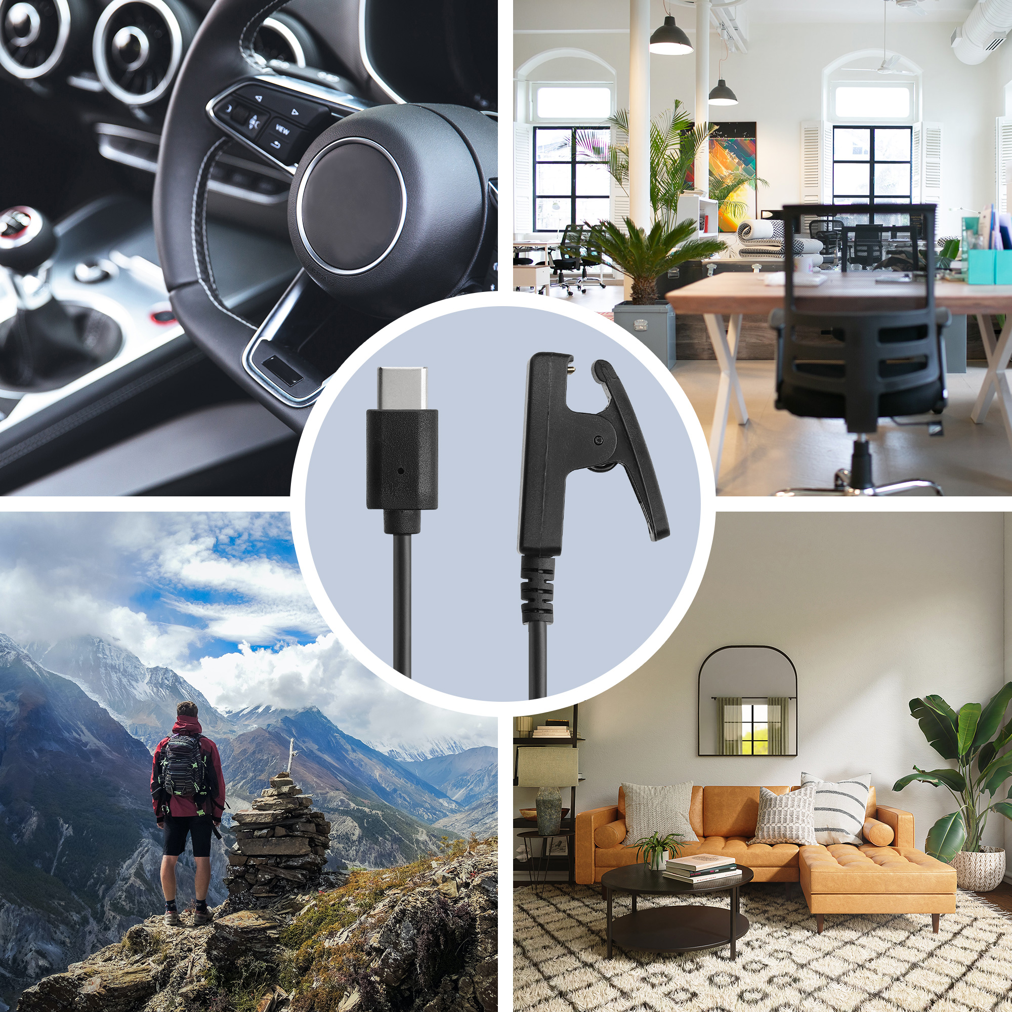 Nabíjecí kabel kwmobile pro Garmin vivomove Trend, Lily, HR, Forerunner 35/30/735XT - černá