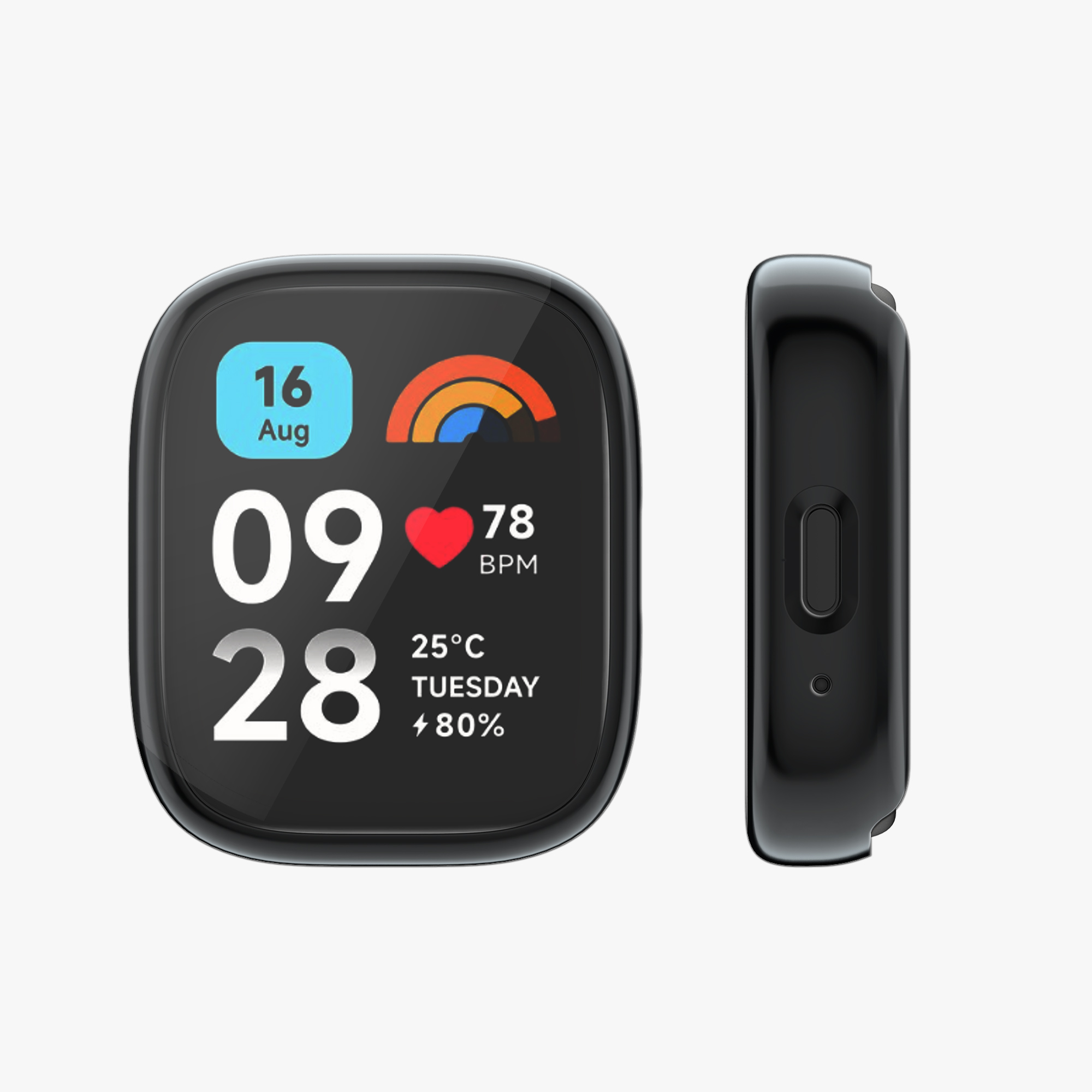 kwmobile ochranný kryt na chytré hodinky Redmi Watch 3 Active - černá / růžově zlatá
